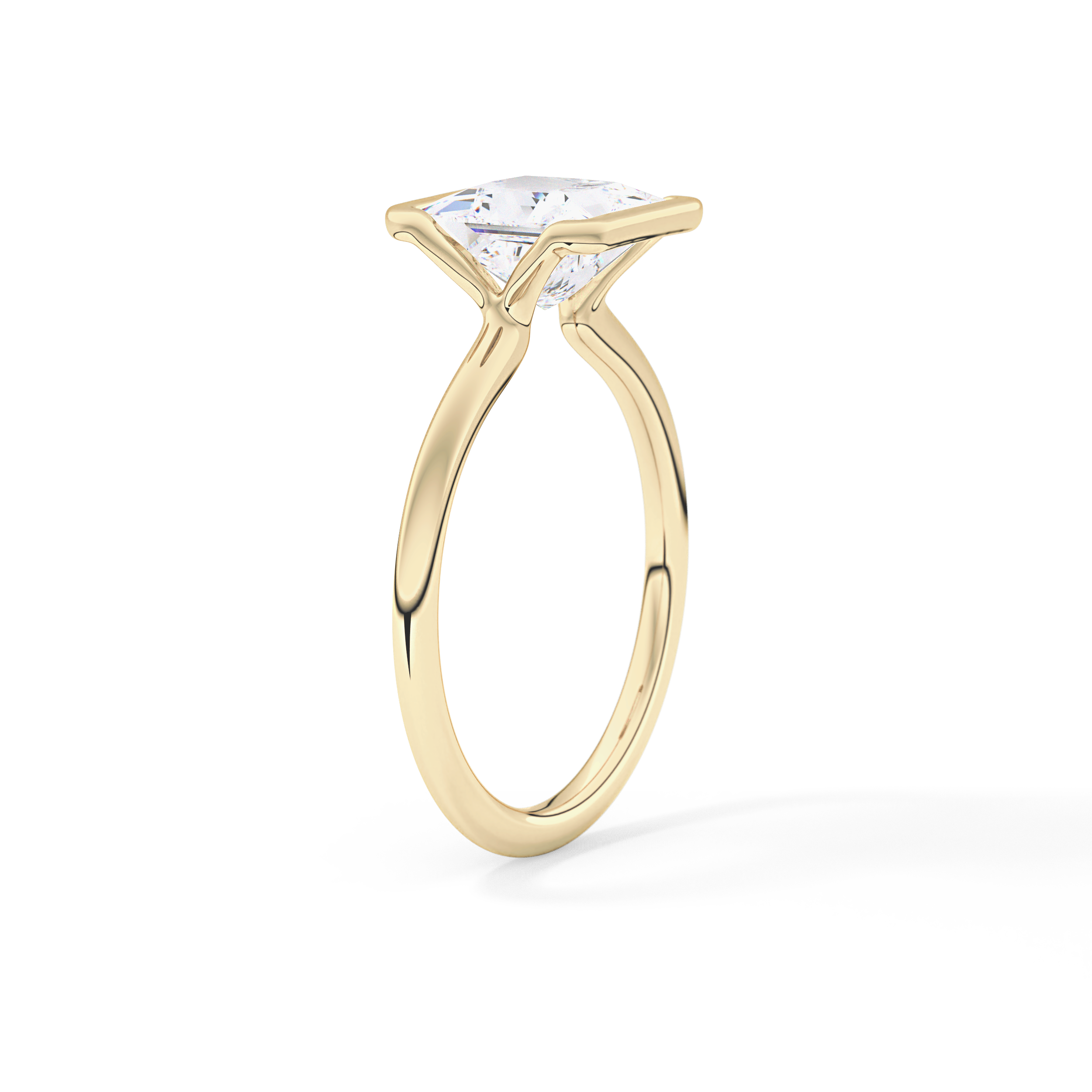 Princess Half Bezel Lab Grown Diamond Engagement Ring