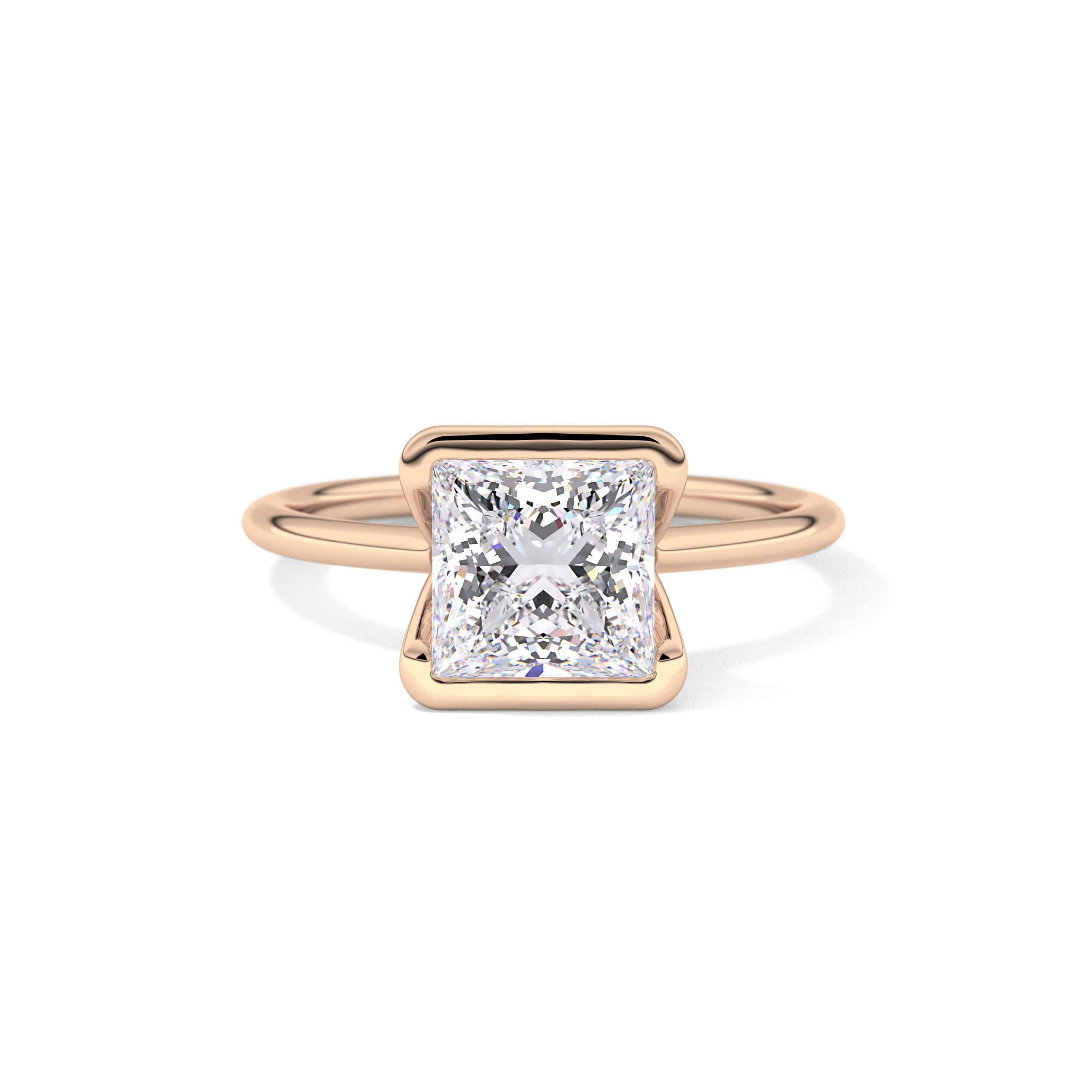Princess Half Bezel Lab Grown Diamond Engagement Ring