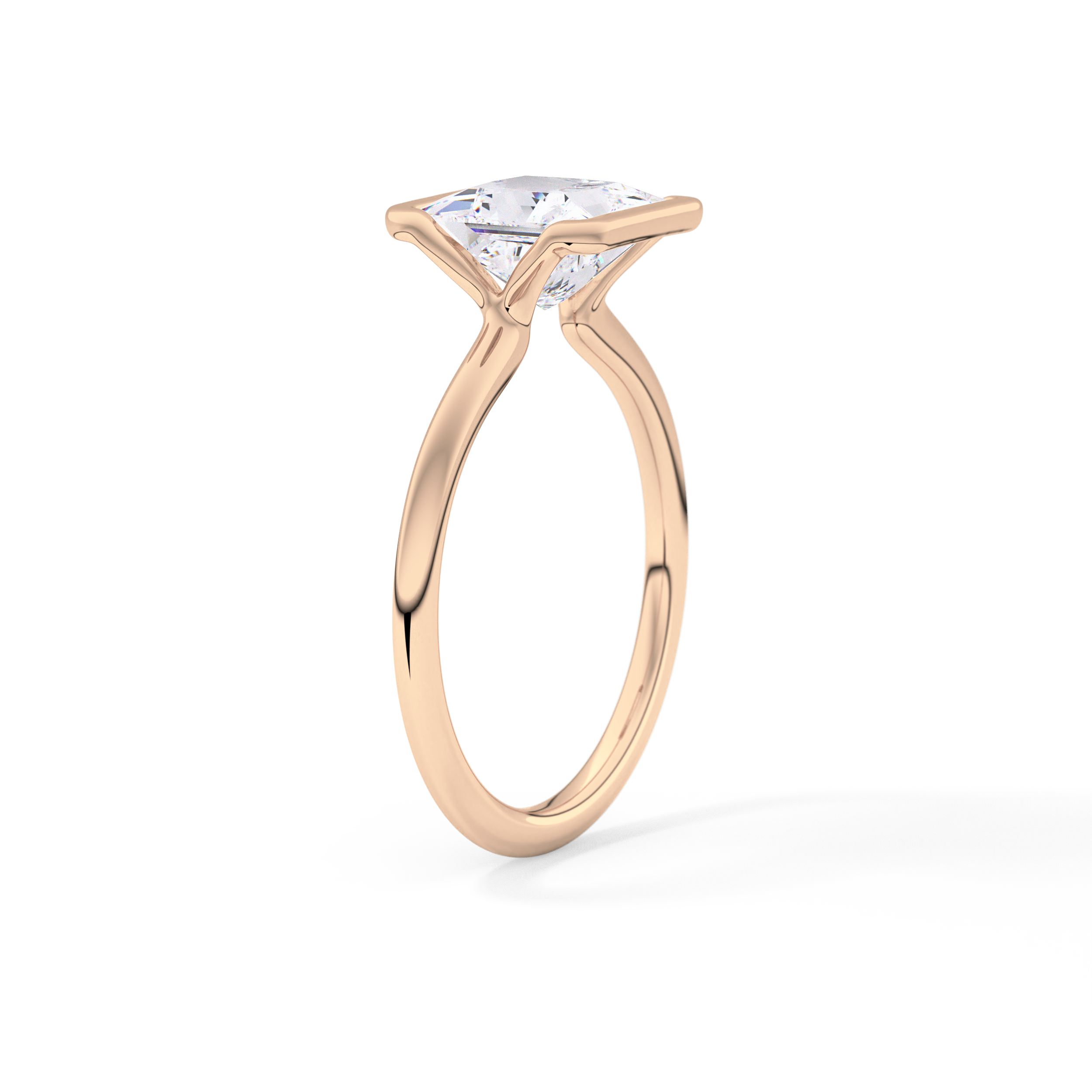 Princess Half Bezel Lab Grown Diamond Engagement Ring