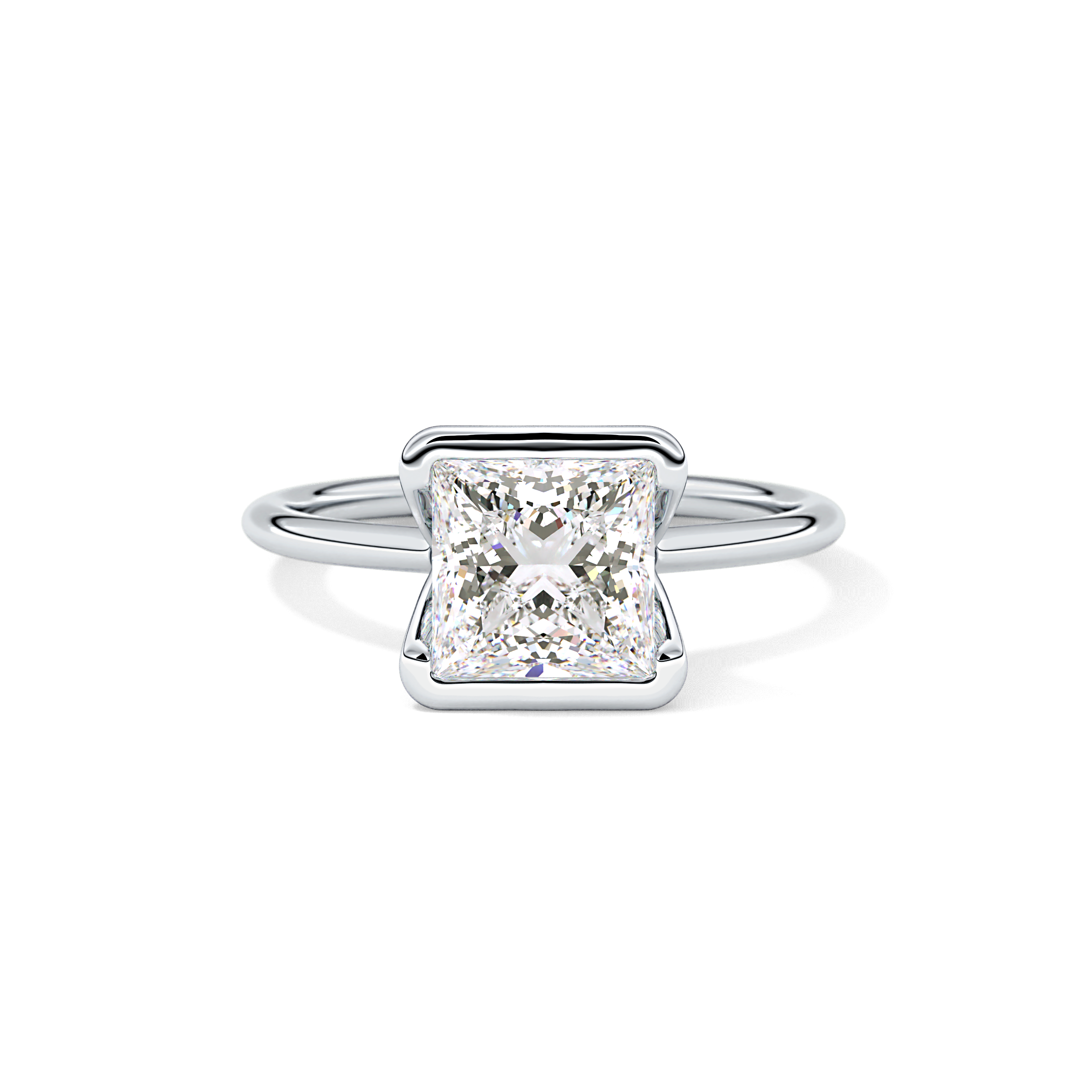 Princess Half Bezel Lab Grown Diamond Engagement Ring