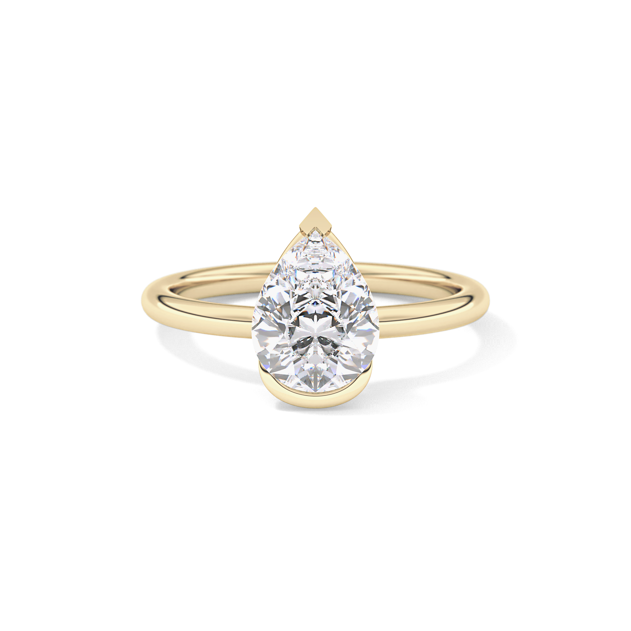 Pear Half Bezel Lab Grown Diamond Engagement Ring