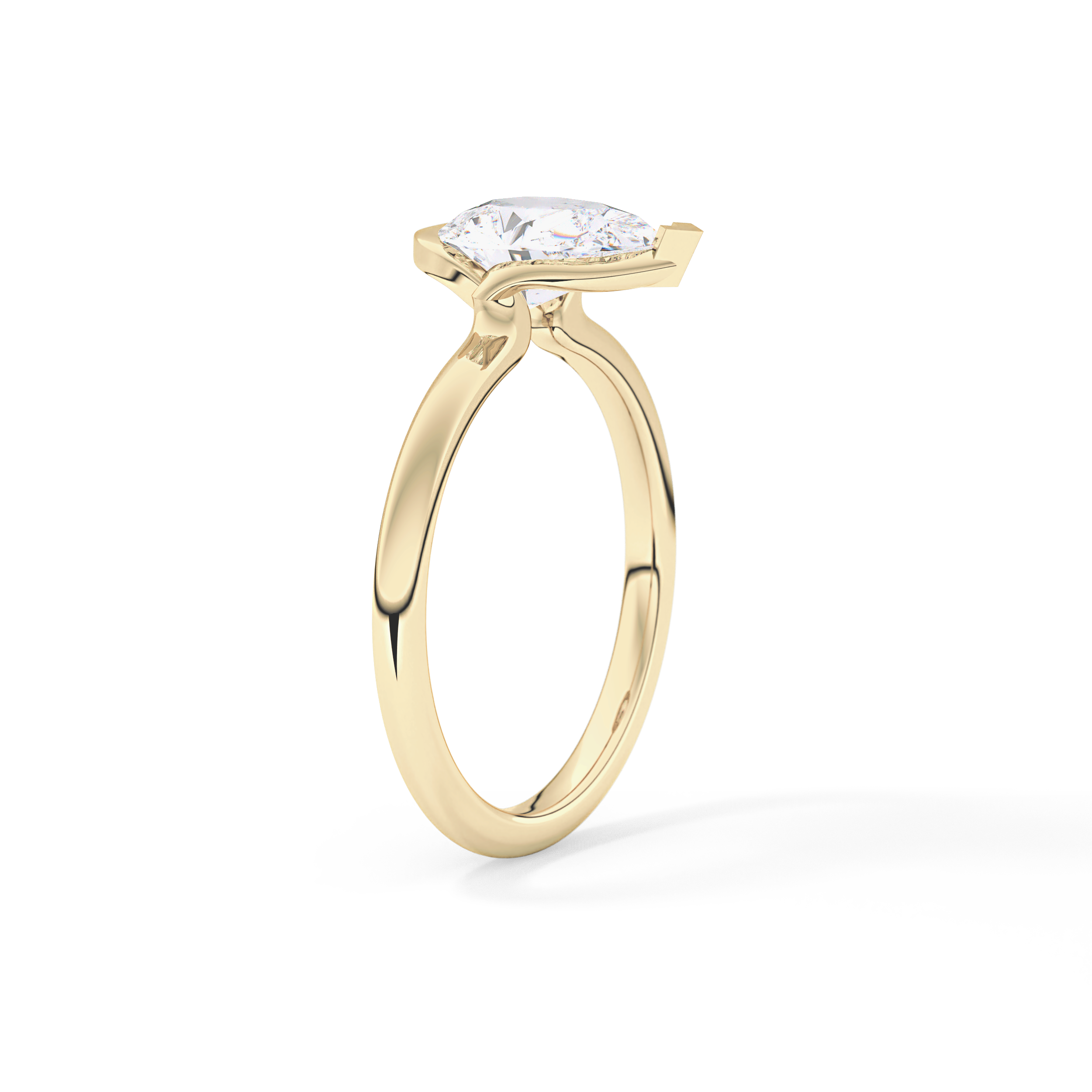 Pear Half Bezel Lab Grown Diamond Engagement Ring