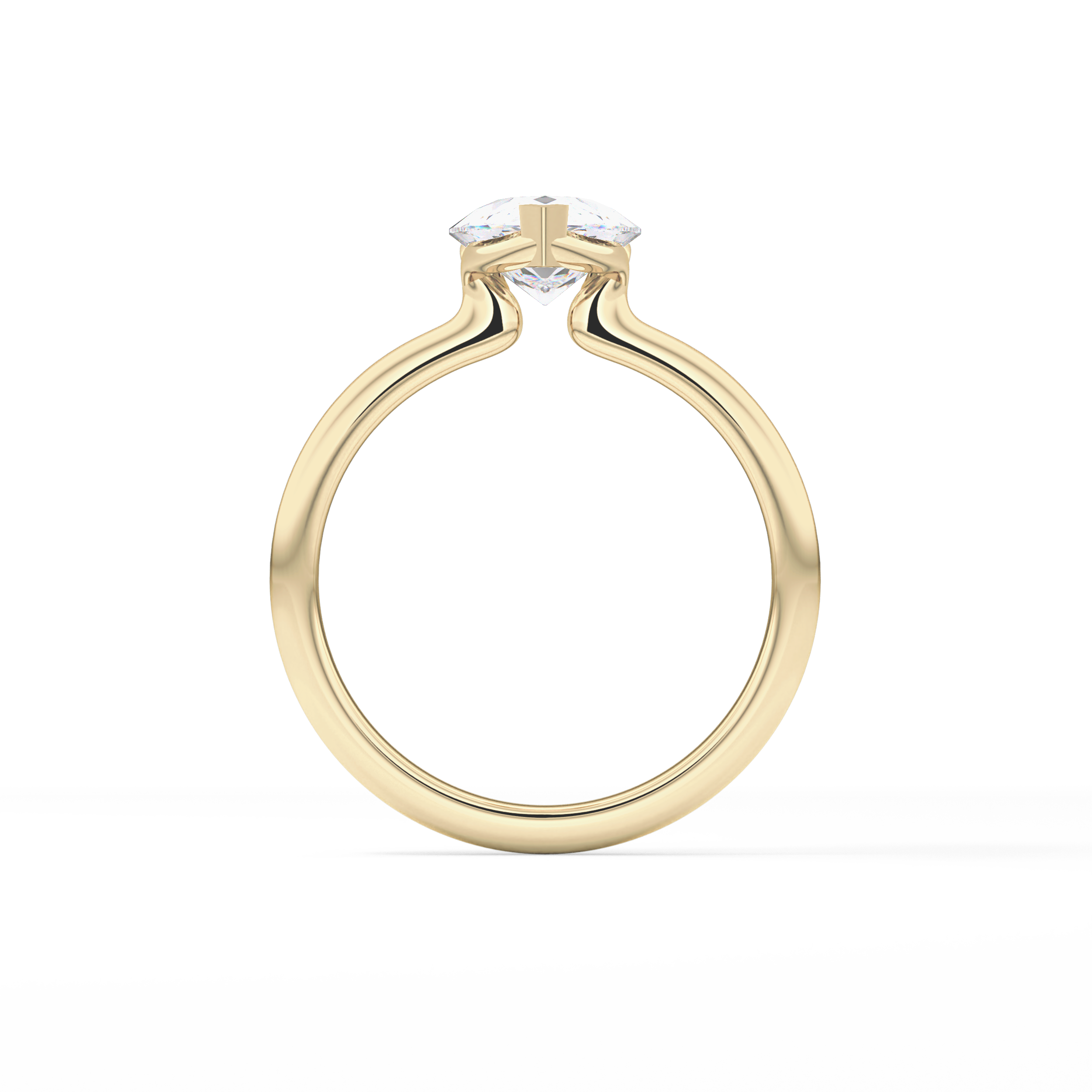 Pear Half Bezel Lab Grown Diamond Engagement Ring