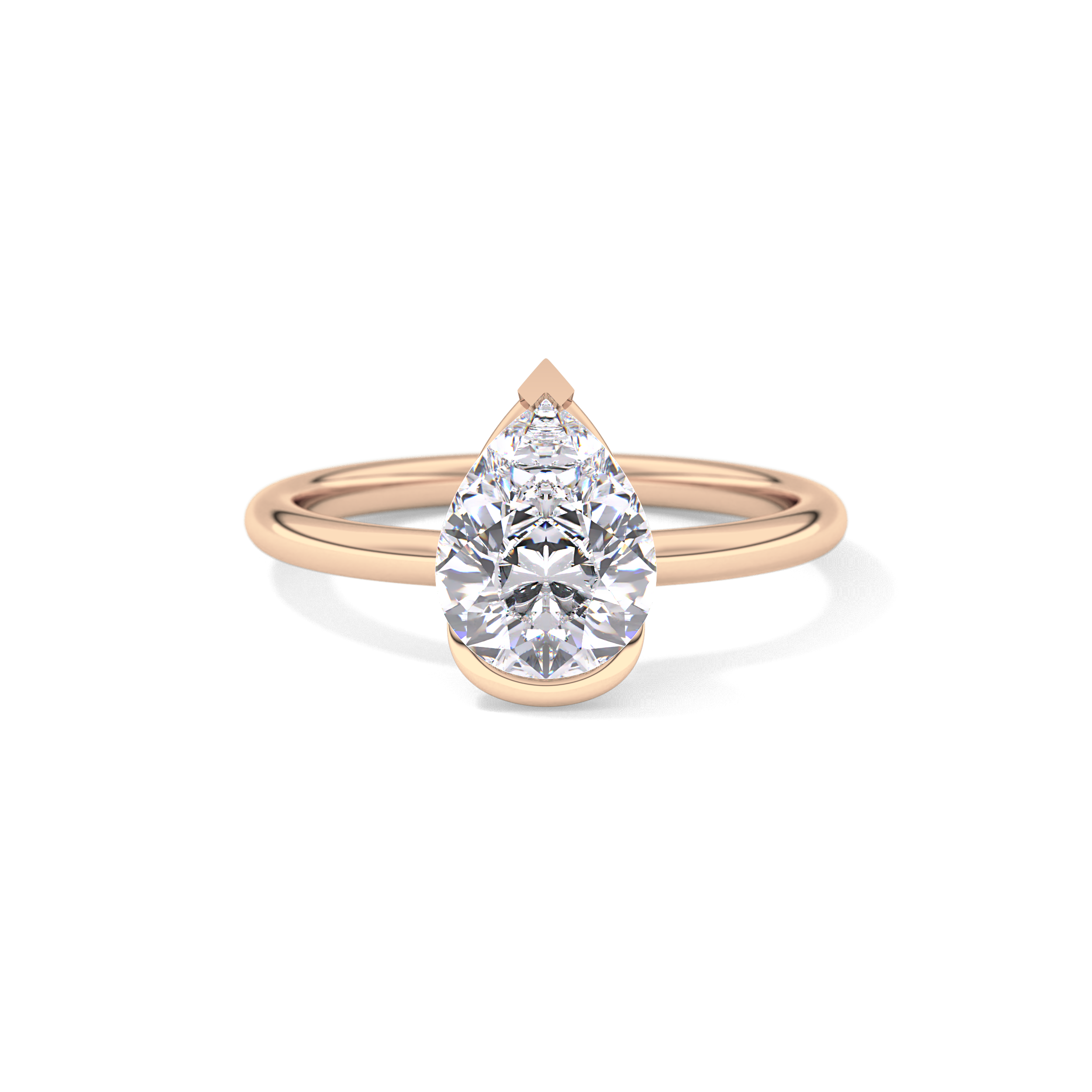 Pear Half Bezel Lab Grown Diamond Engagement Ring