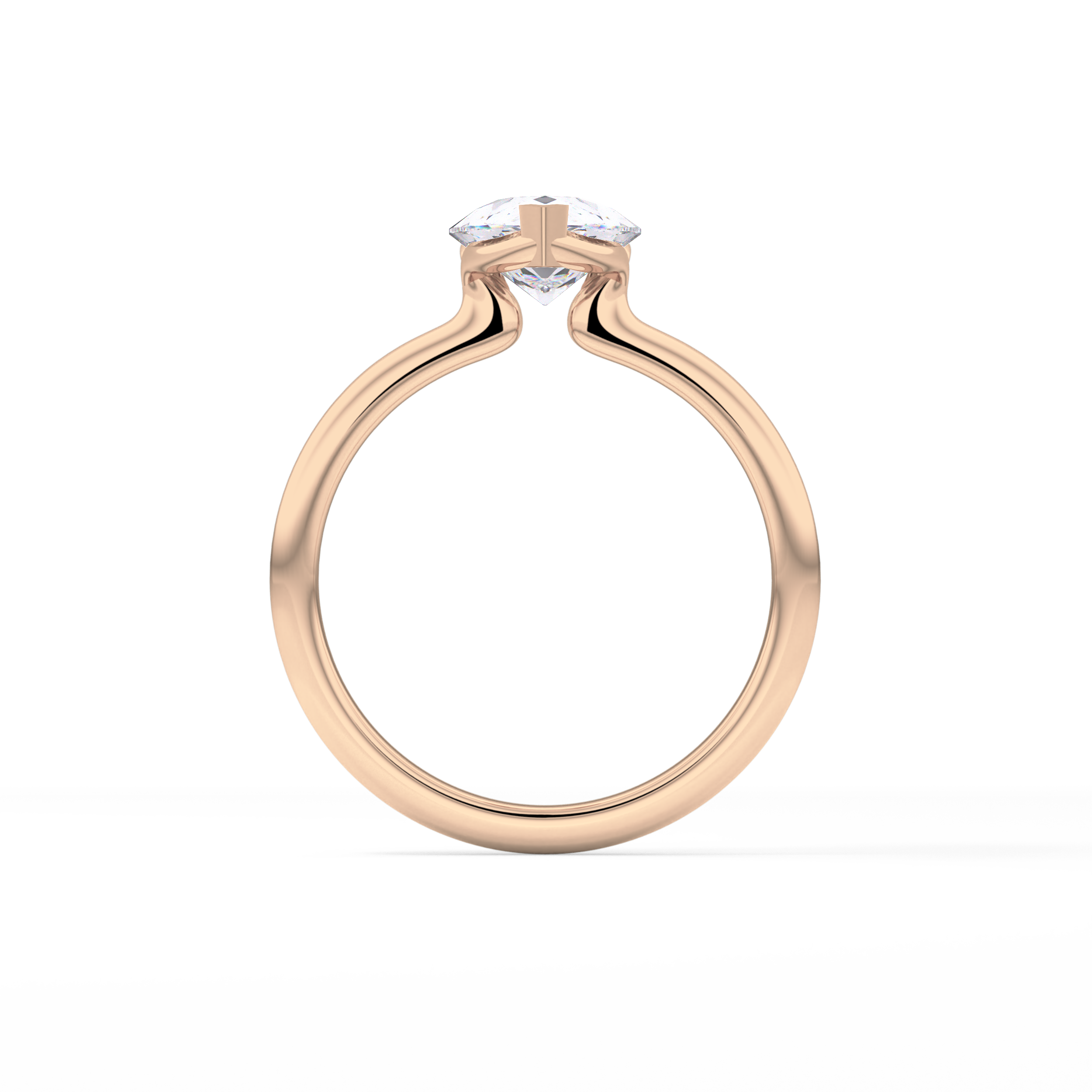 Pear Half Bezel Lab Grown Diamond Engagement Ring