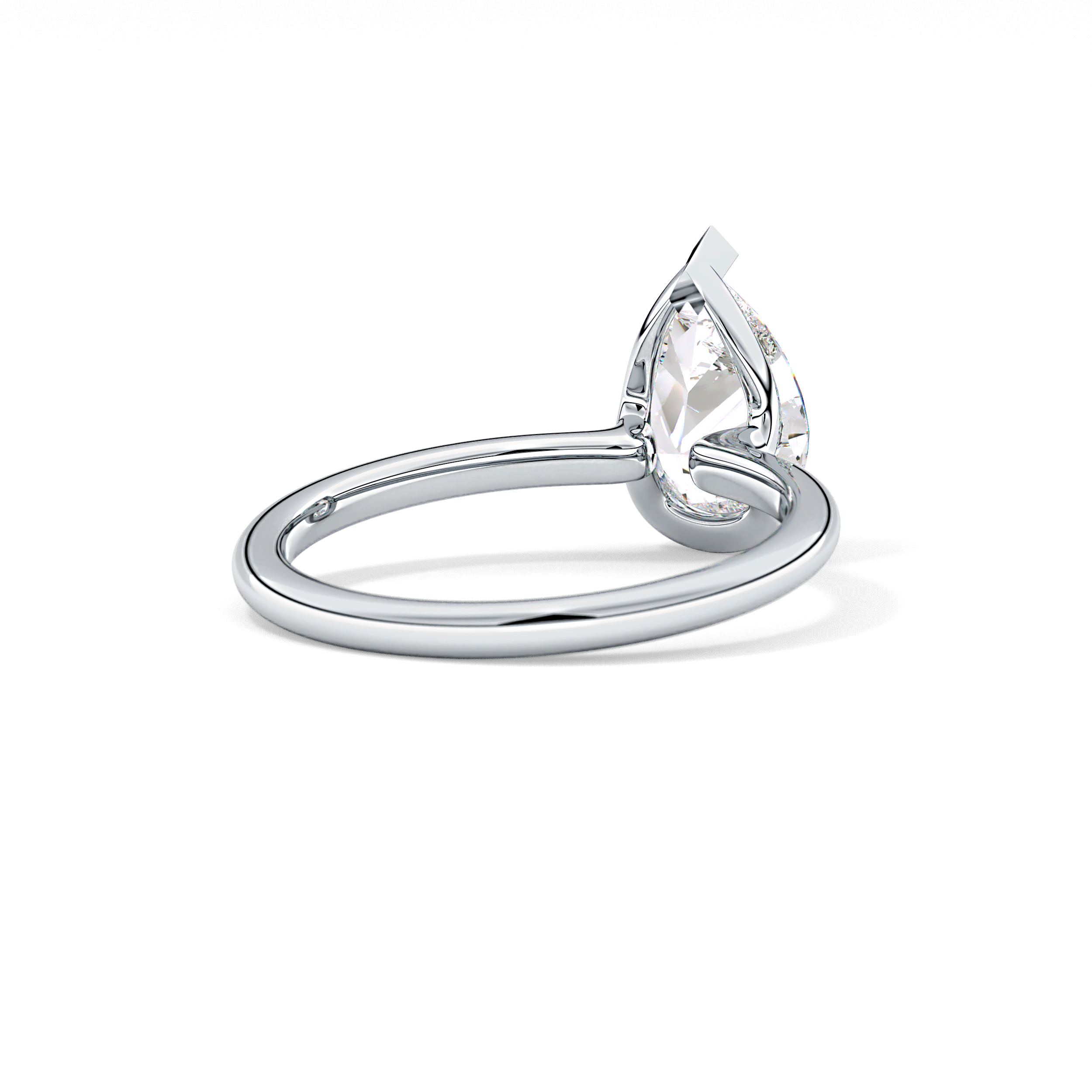 Pear Half Bezel Lab Grown Diamond Engagement Ring