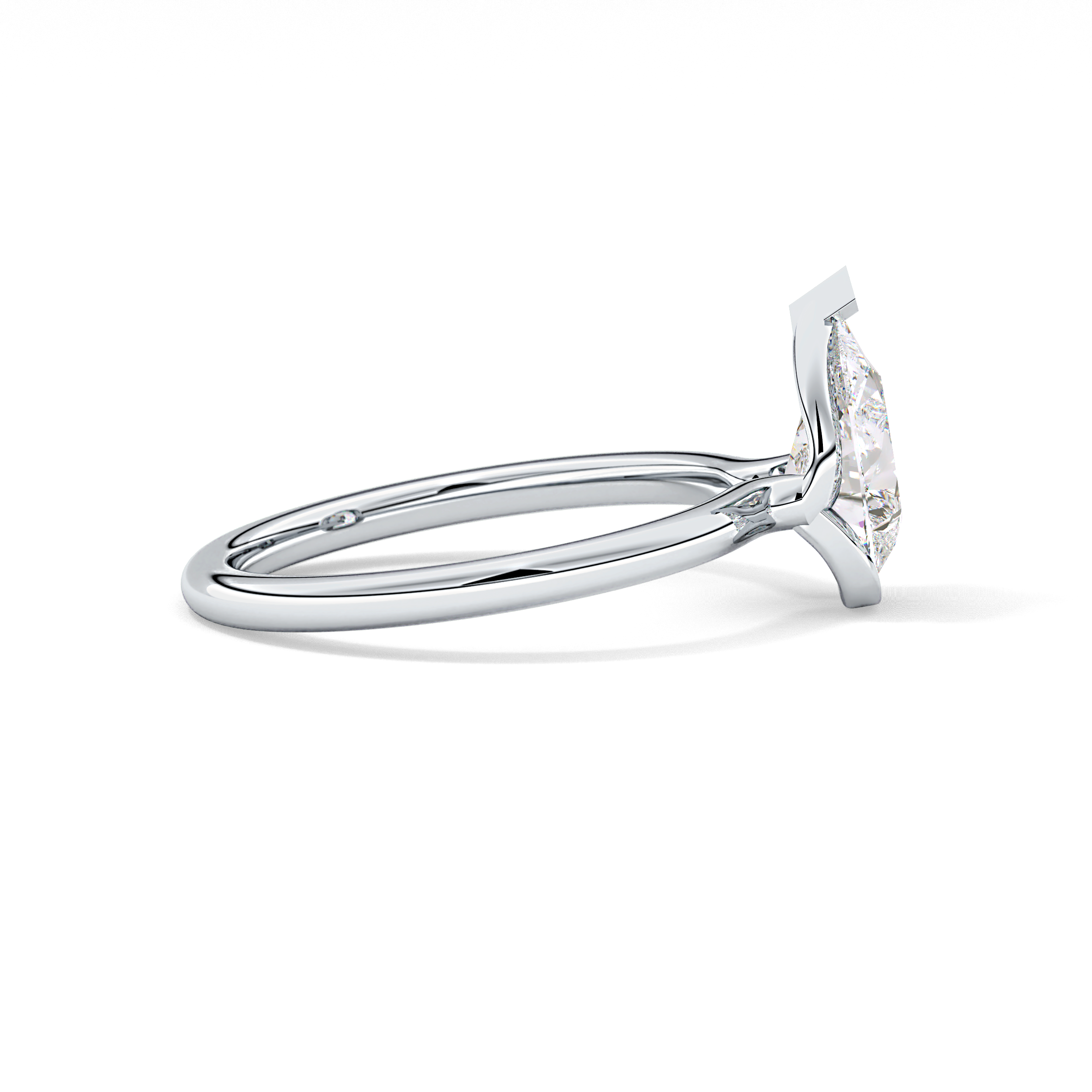 Pear Half Bezel Lab Grown Diamond Engagement Ring