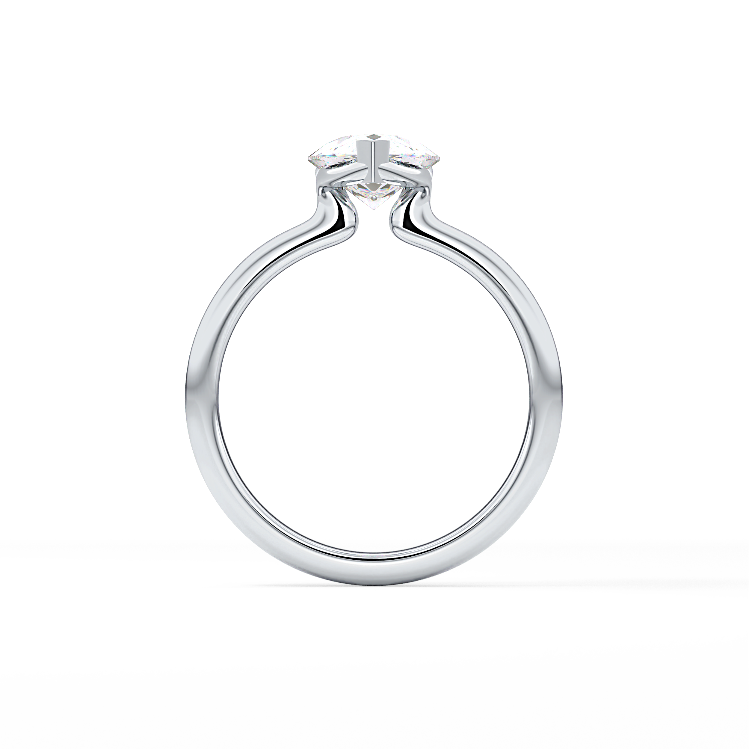 Pear Half Bezel Lab Grown Diamond Engagement Ring