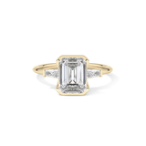 Emerald Three Stone Lab Grown Diamond Engagement Ring