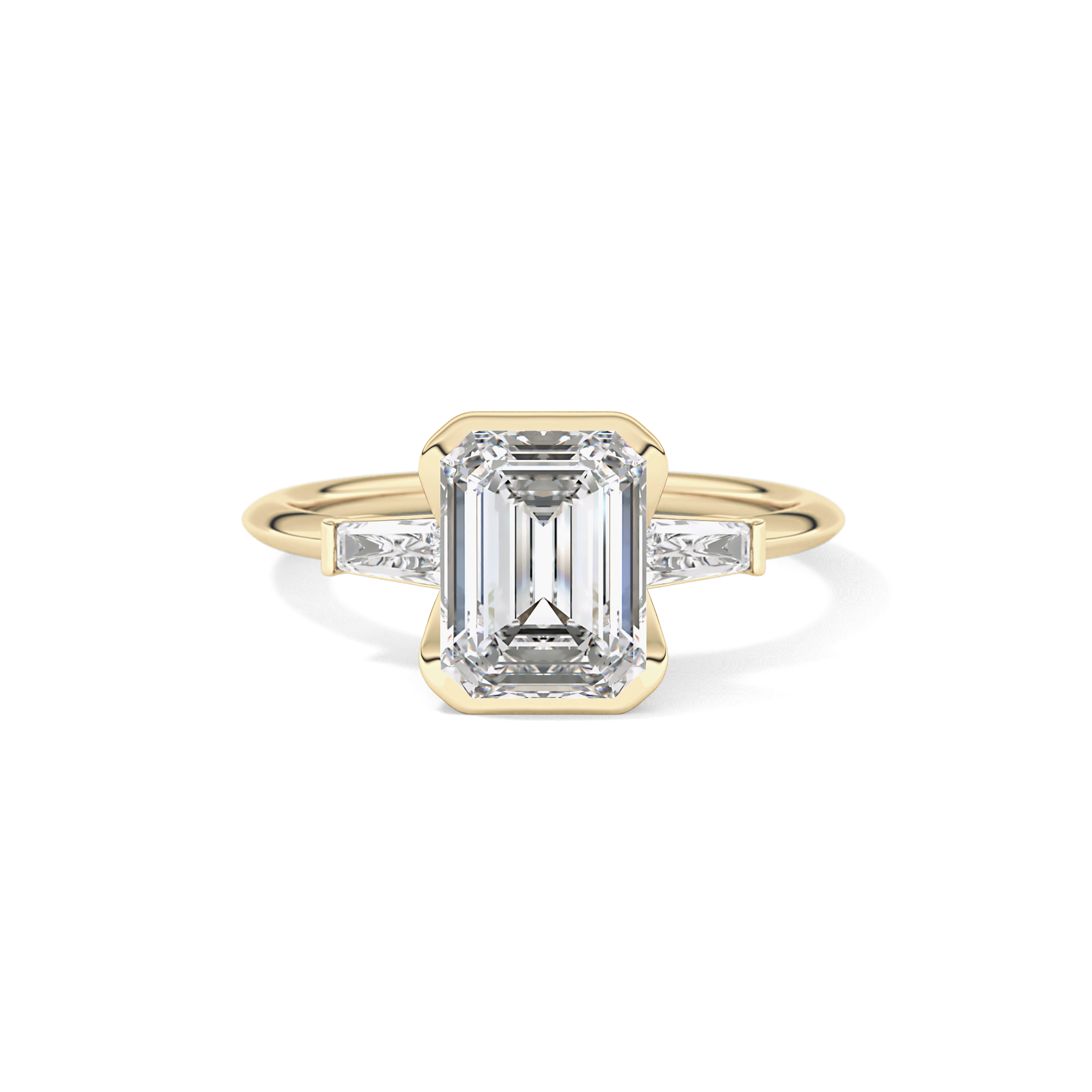 Emerald Three Stone Lab Grown Diamond Engagement Ring