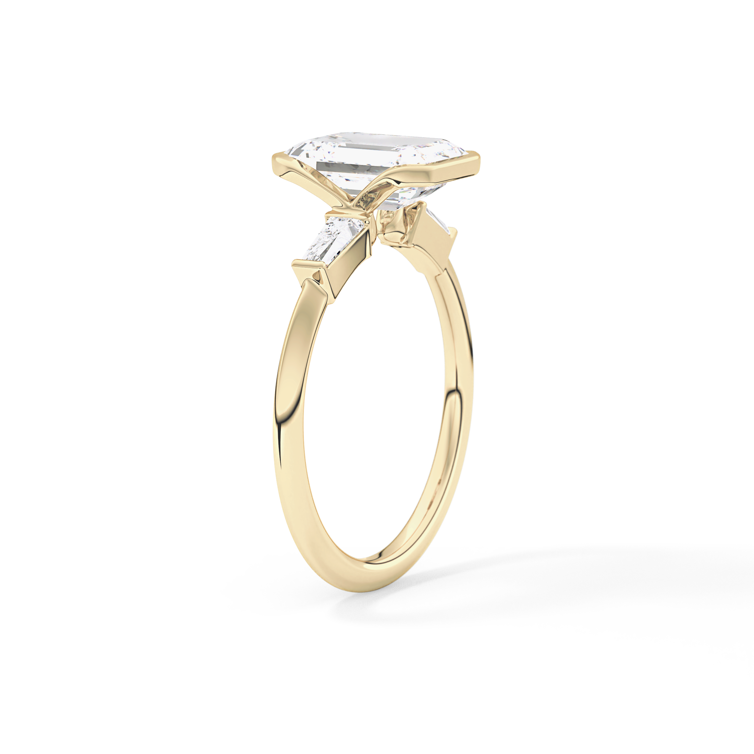 Emerald Three Stone Lab Grown Diamond Engagement Ring