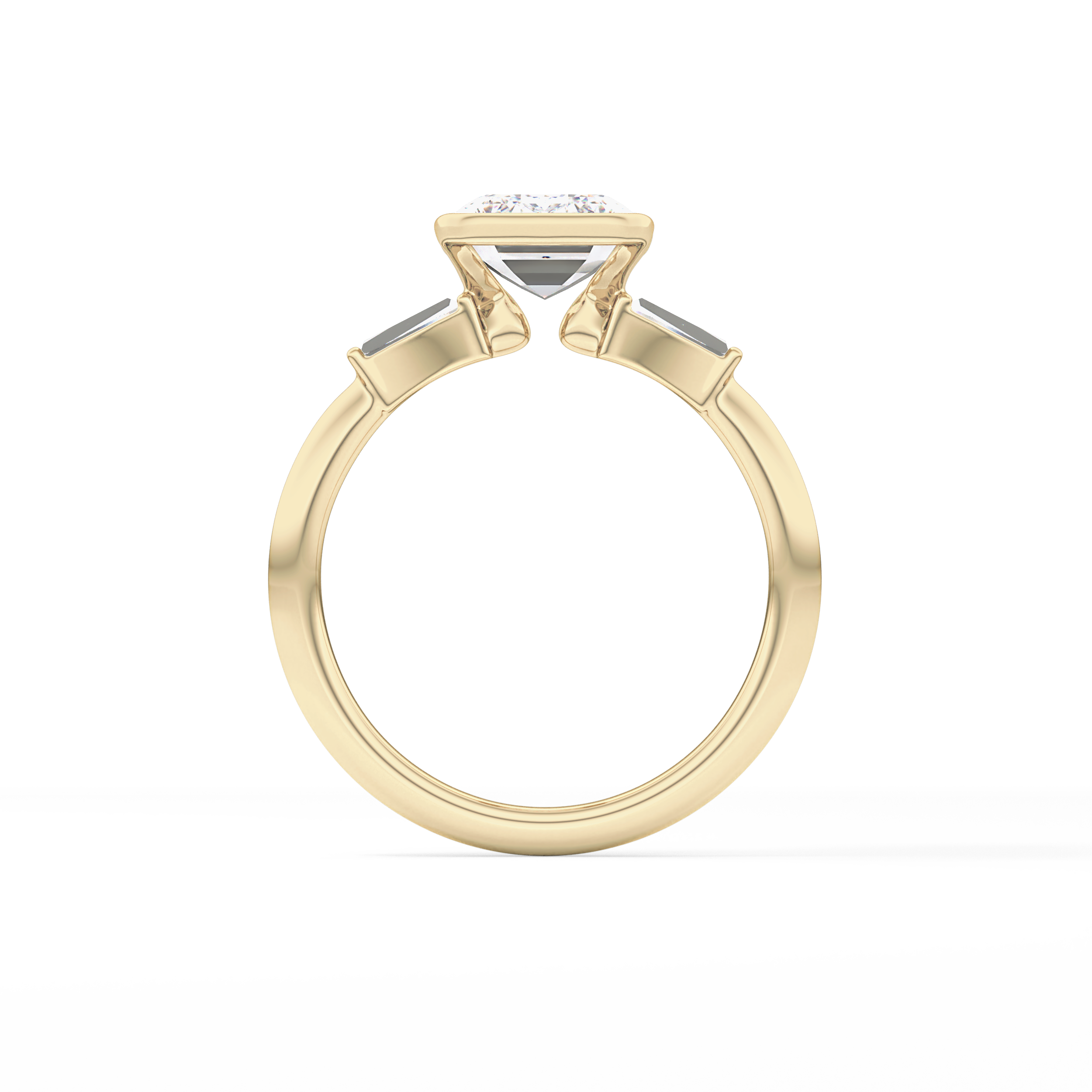 Emerald Three Stone Lab Grown Diamond Engagement Ring