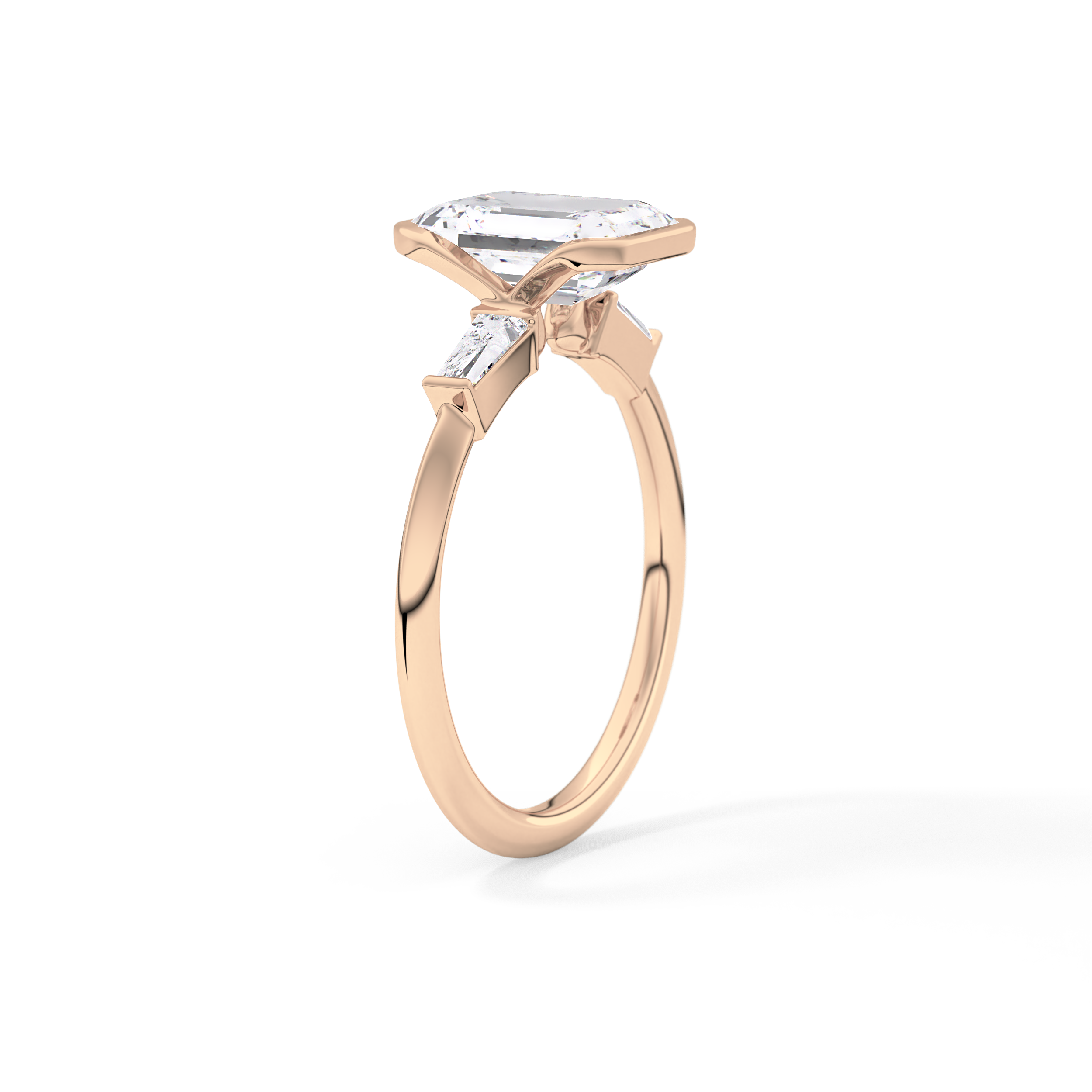 Emerald Three Stone Lab Grown Diamond Engagement Ring