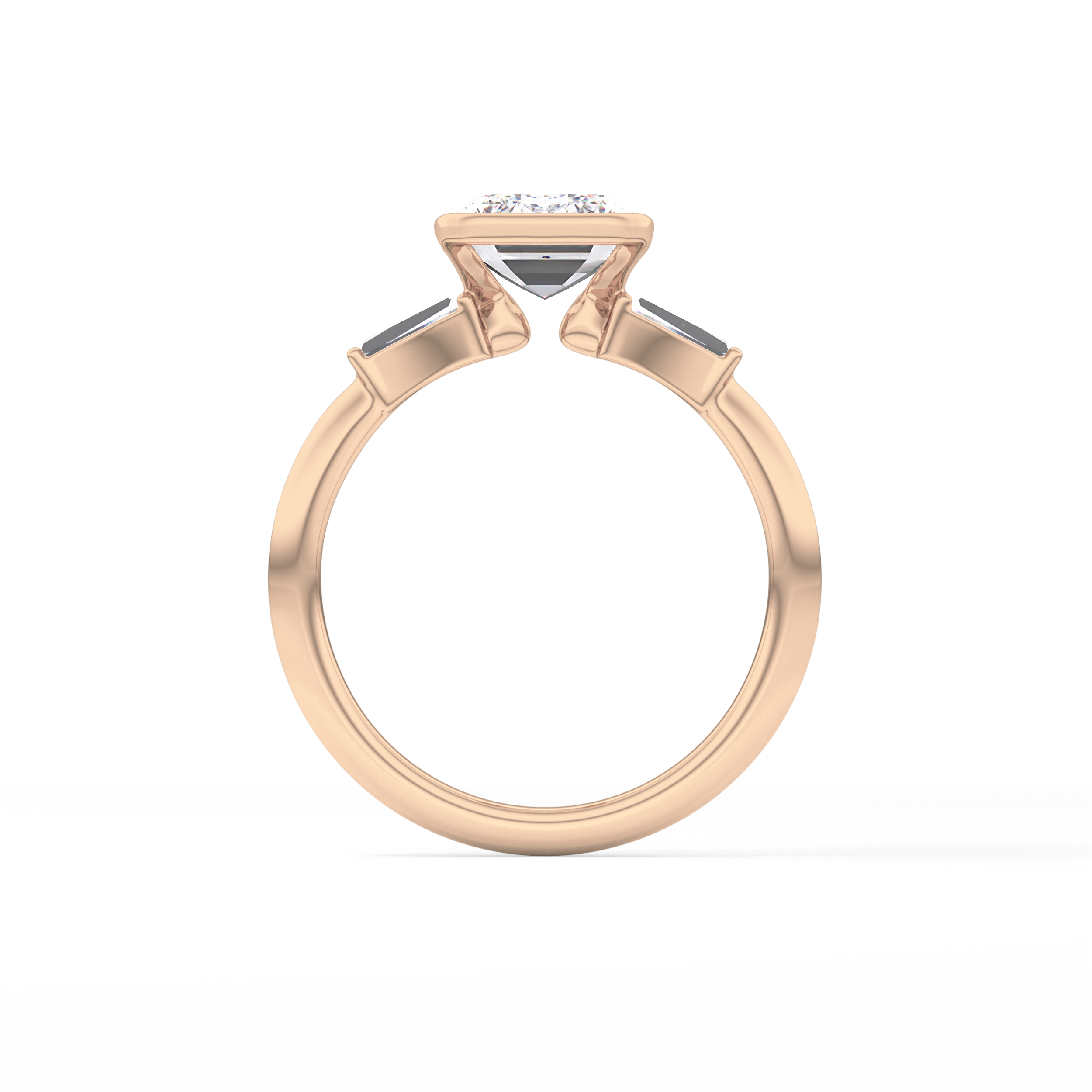Emerald Three Stone Lab Grown Diamond Engagement Ring
