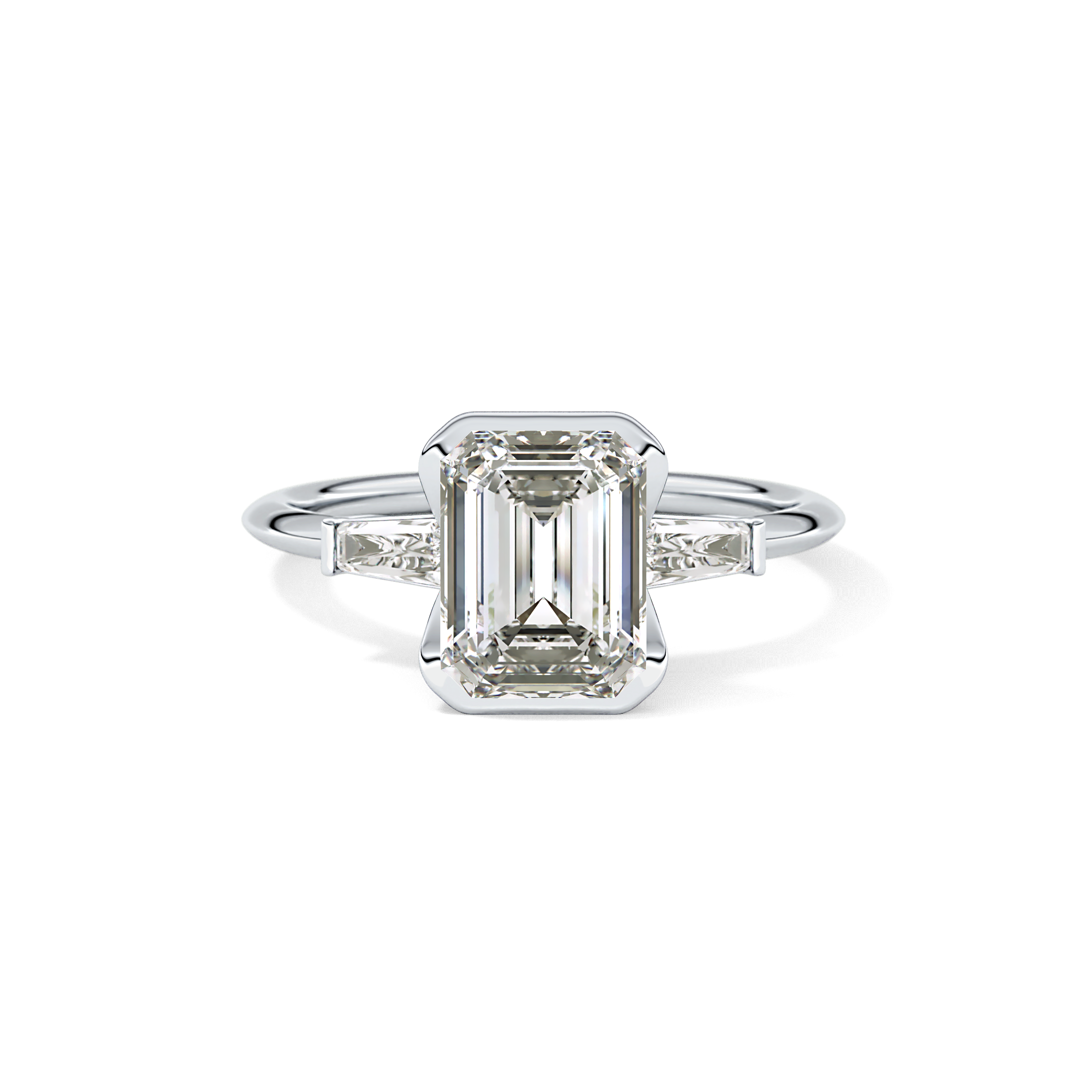 Emerald Three Stone Lab Grown Diamond Engagement Ring
