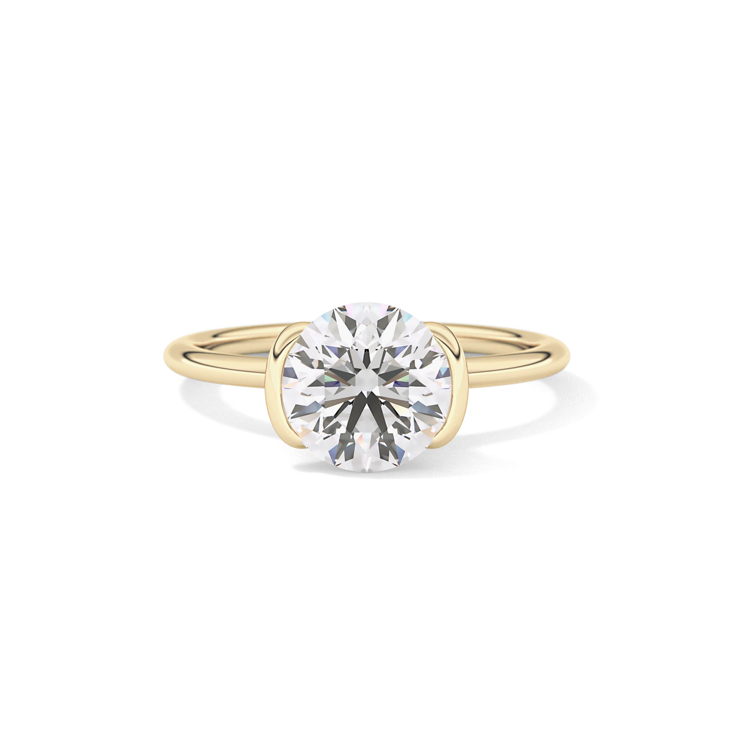 Round Half Bezel Lab Grown Diamond Engagement Ring