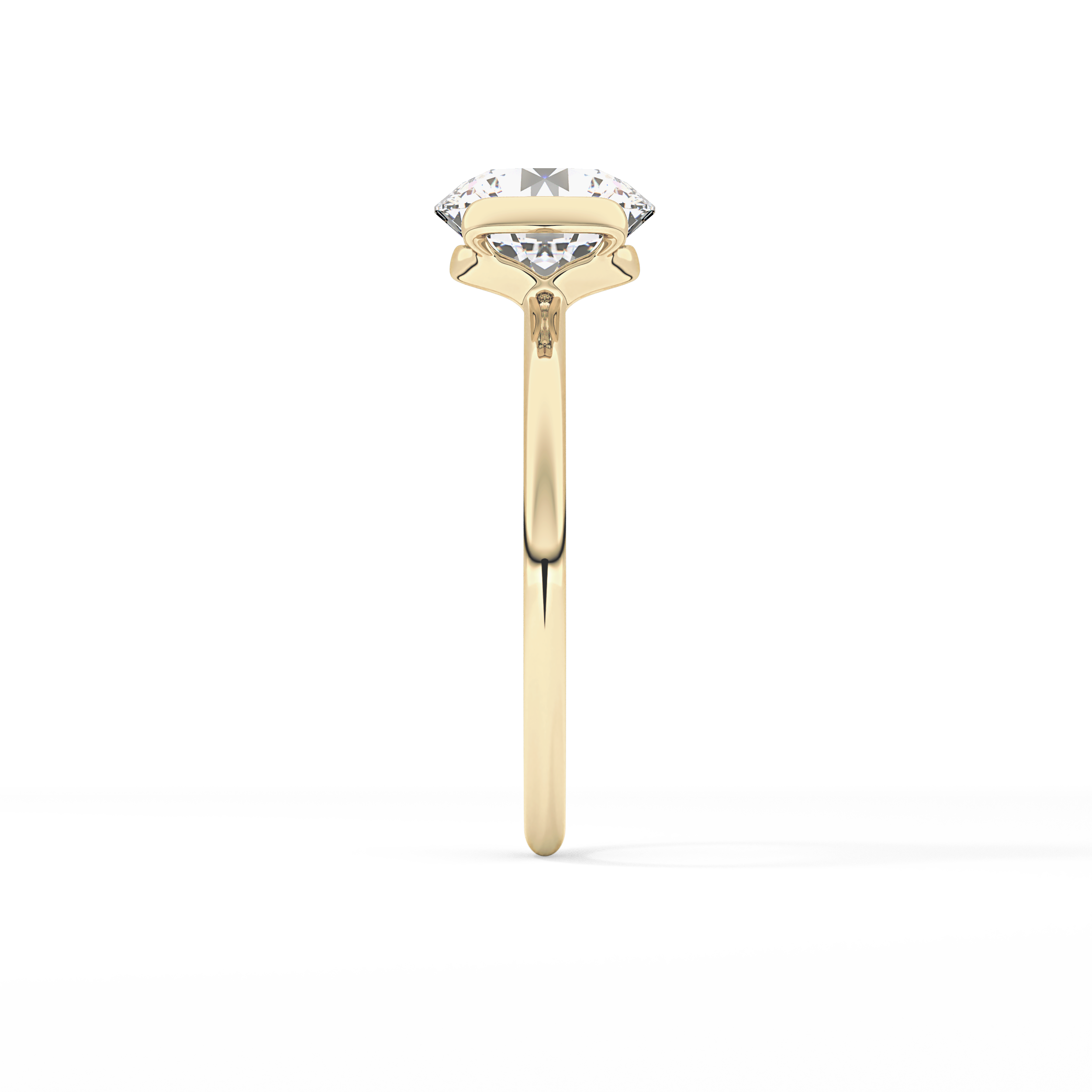 Round Half Bezel Lab Grown Diamond Engagement Ring