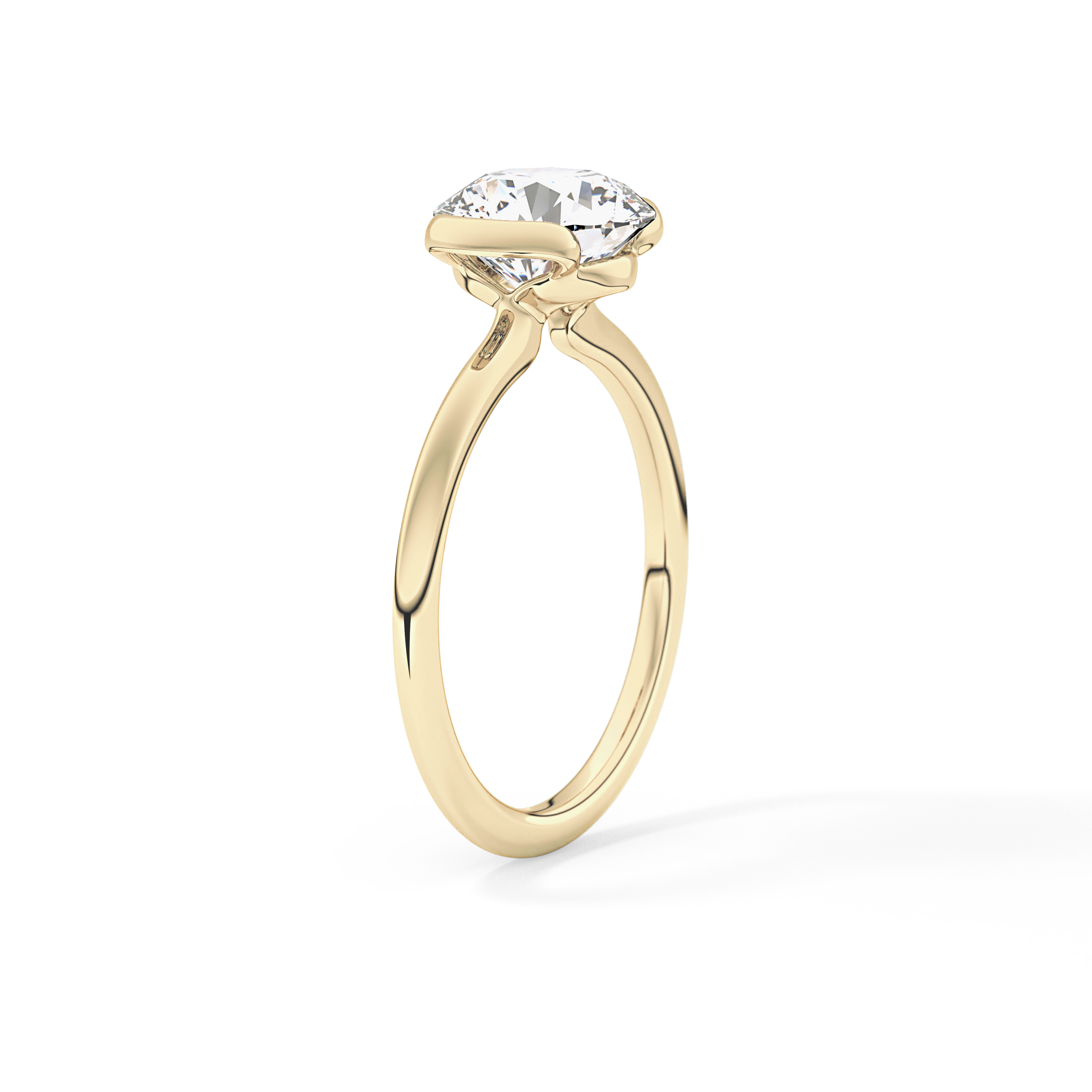 Round Half Bezel Lab Grown Diamond Engagement Ring
