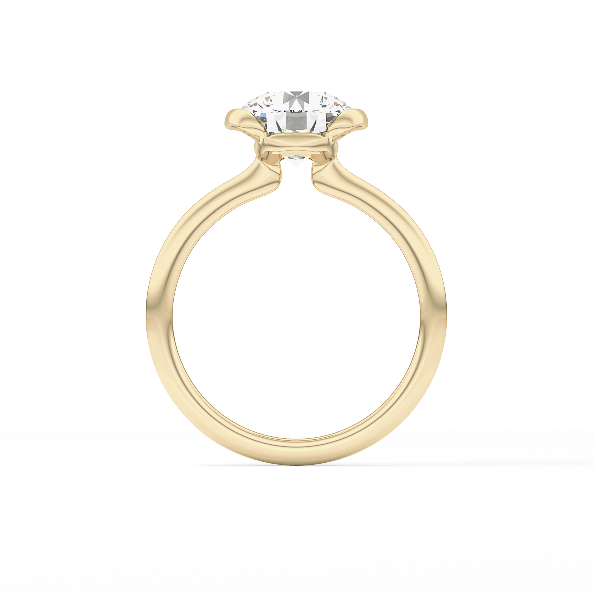 Round Half Bezel Lab Grown Diamond Engagement Ring