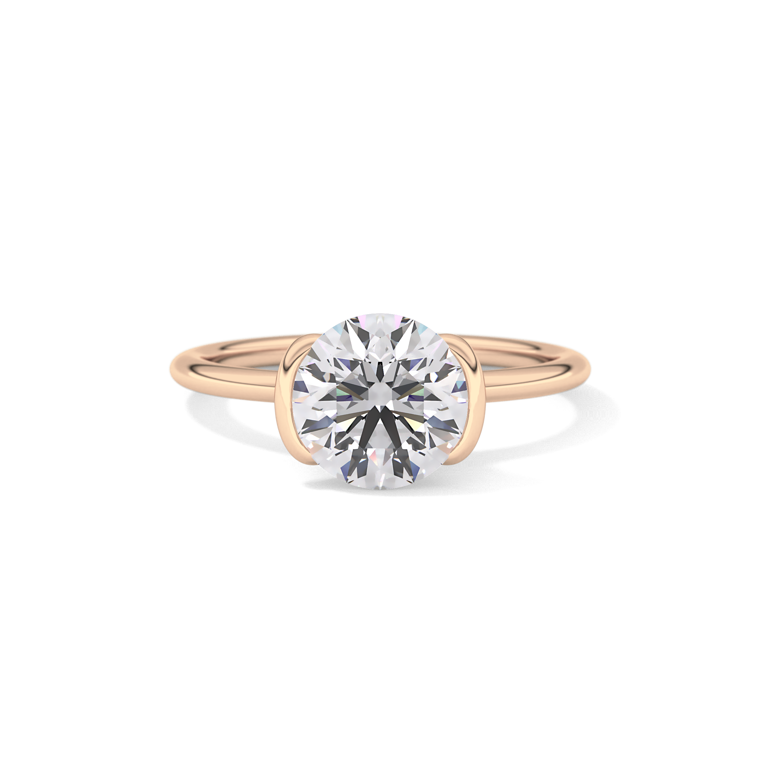 Round Half Bezel Lab Grown Diamond Engagement Ring