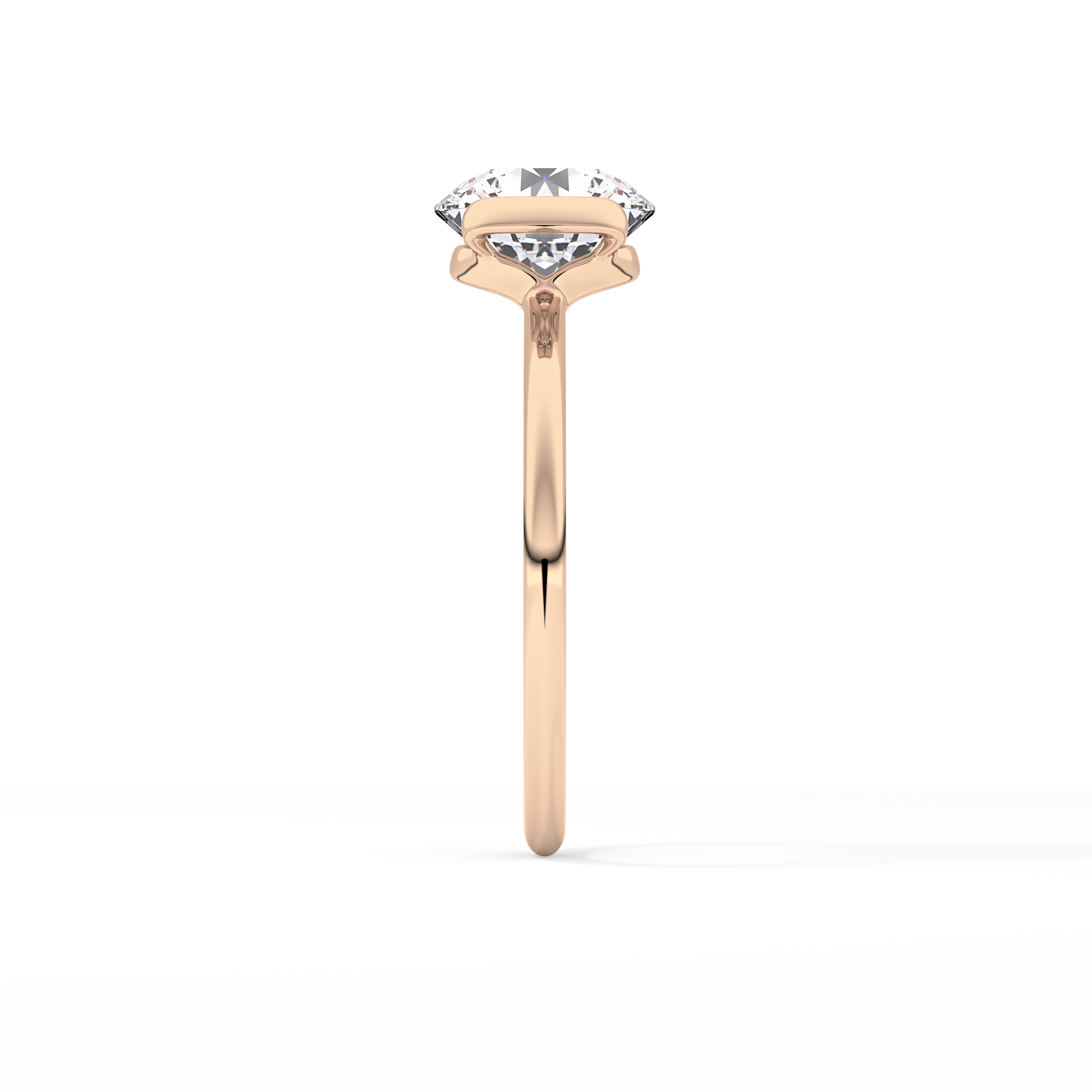 Round Half Bezel Lab Grown Diamond Engagement Ring