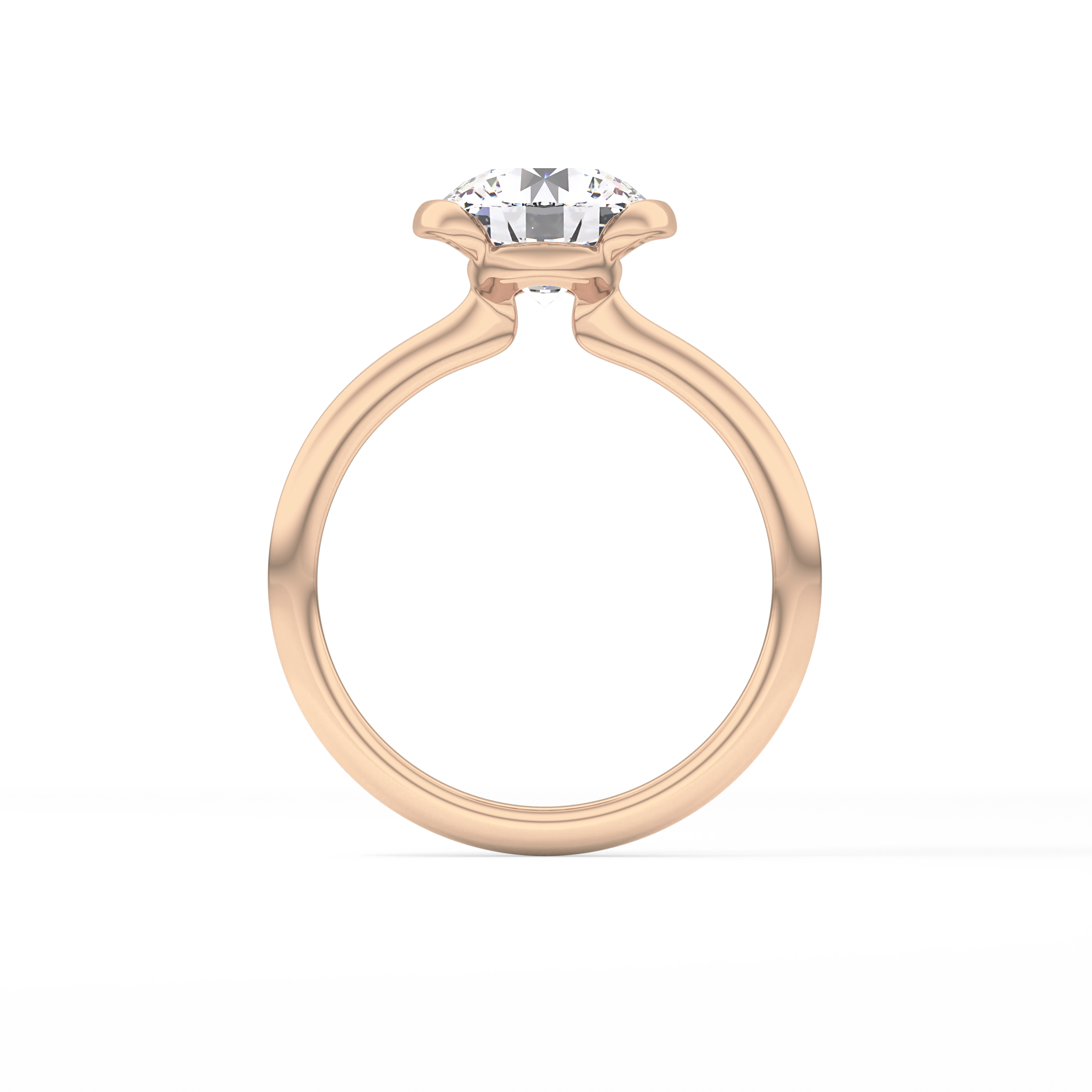 Round Half Bezel Lab Grown Diamond Engagement Ring