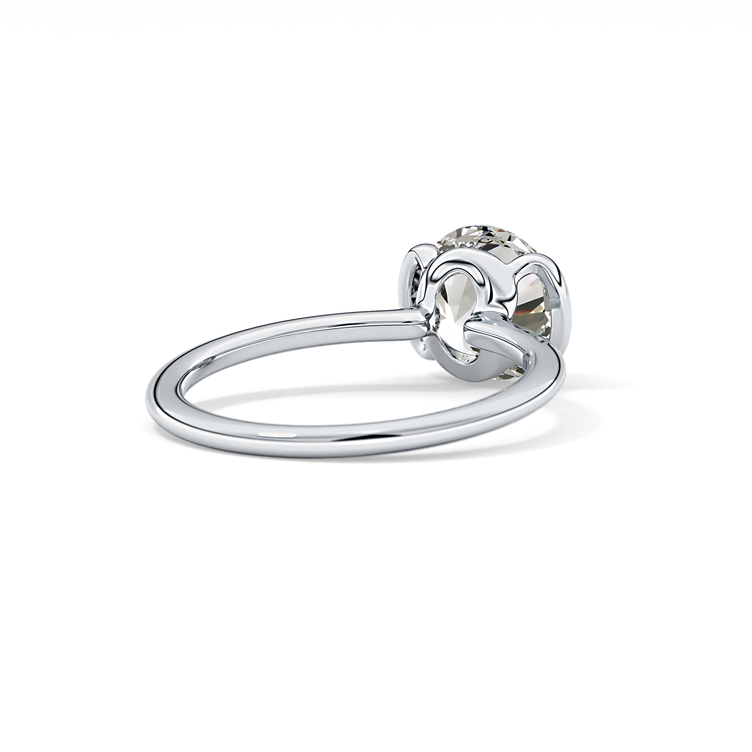 Round Half Bezel Lab Grown Diamond Engagement Ring