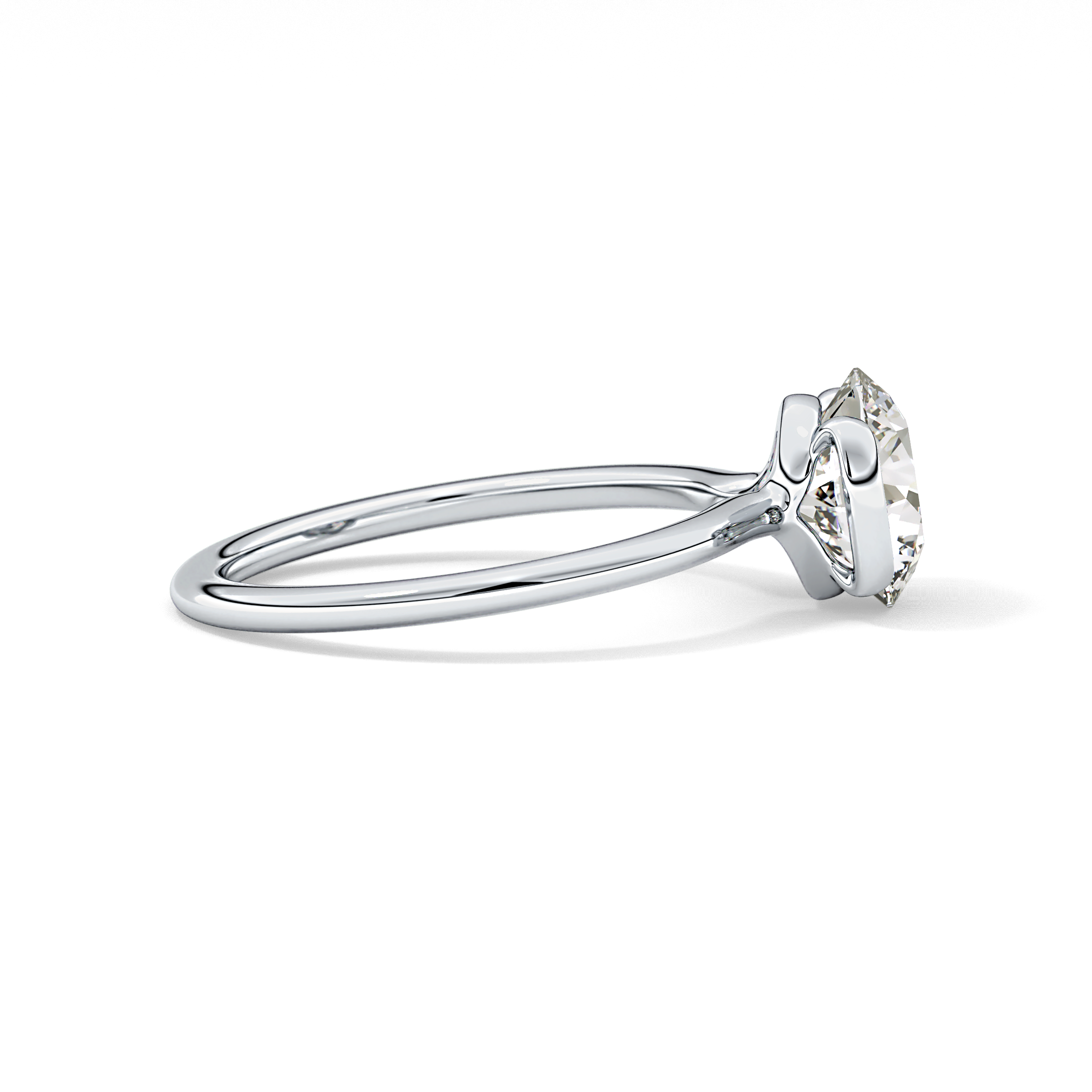 Round Half Bezel Lab Grown Diamond Engagement Ring