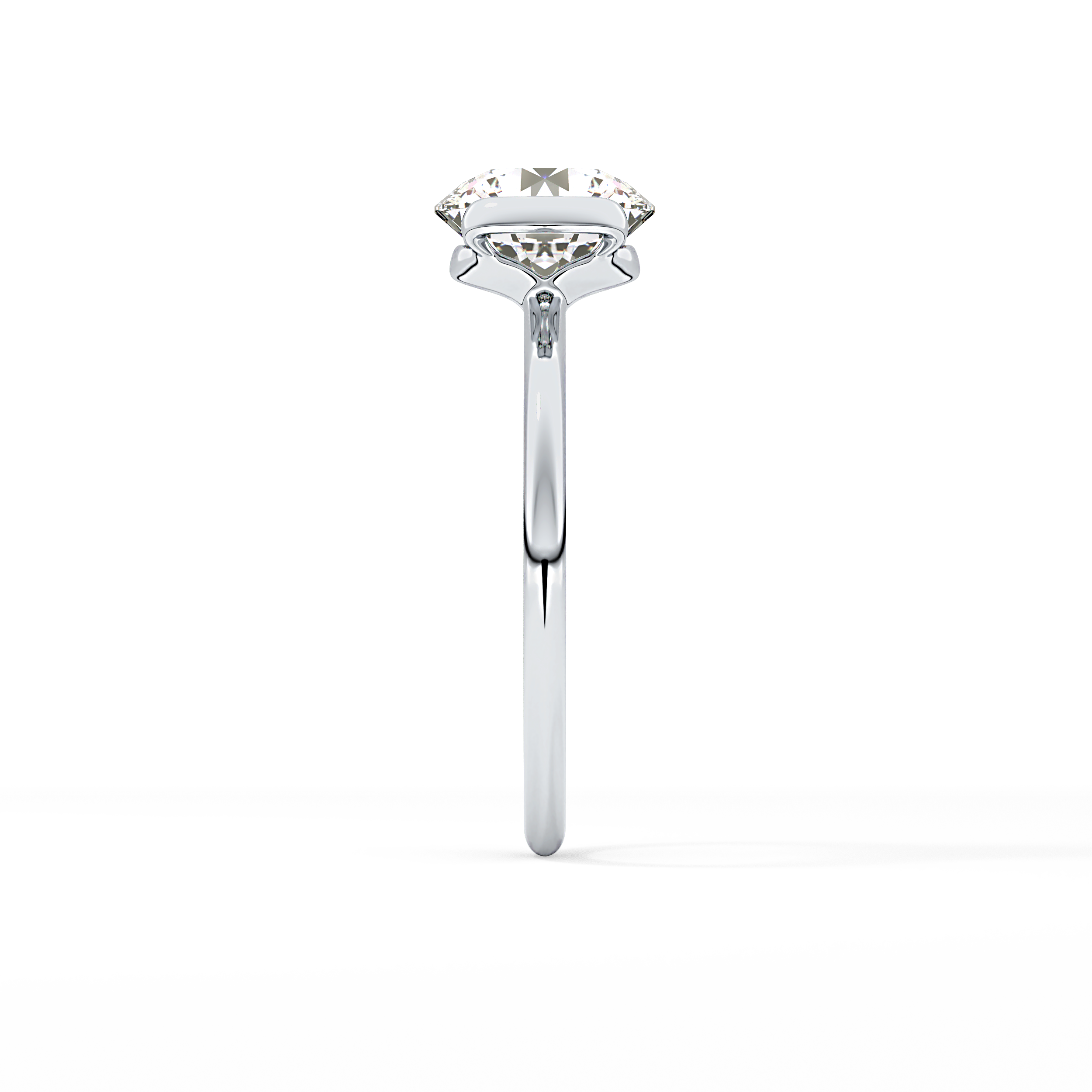 Round Half Bezel Lab Grown Diamond Engagement Ring