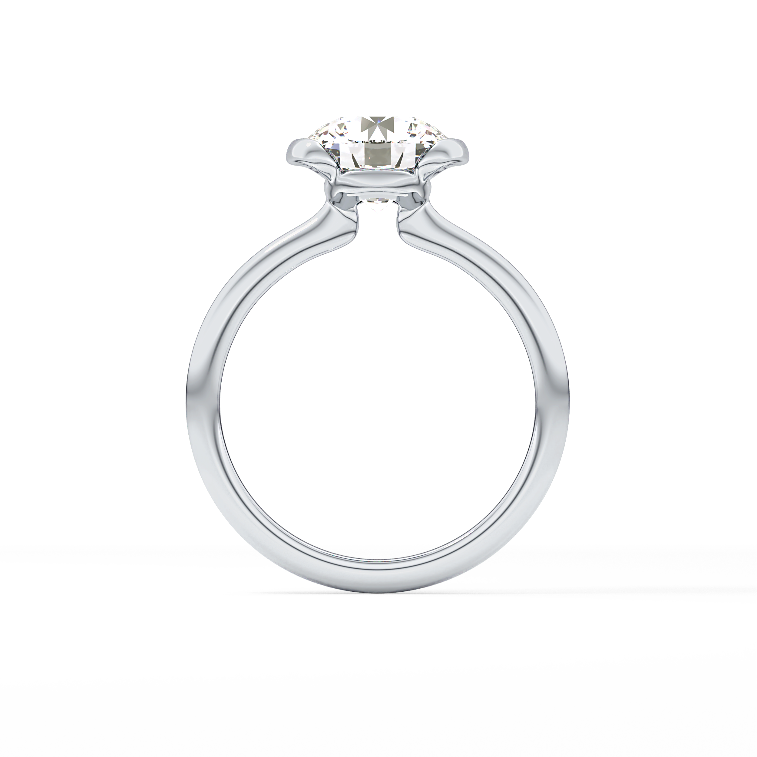 Round Half Bezel Lab Grown Diamond Engagement Ring