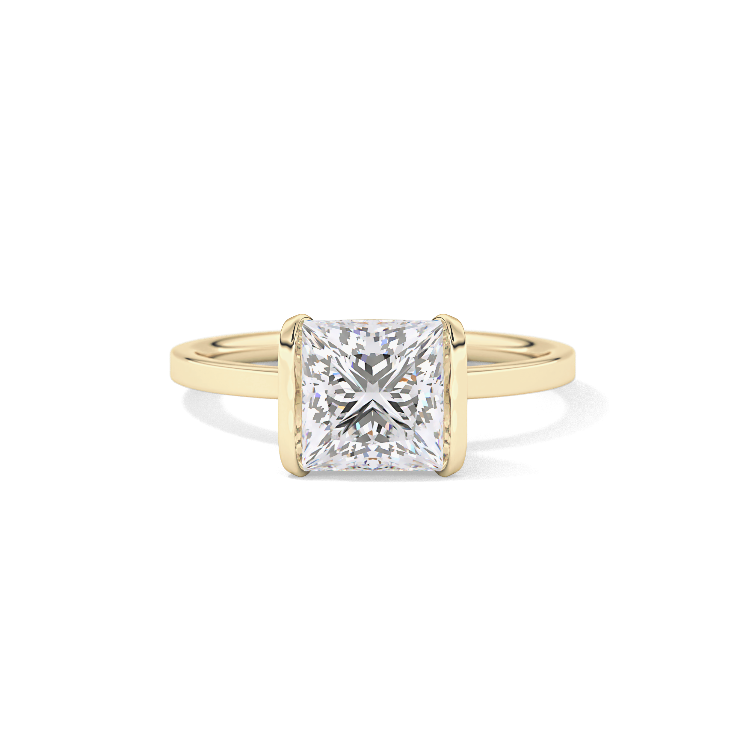 Princess Half Bezel Lab Grown Diamond Engagement Ring