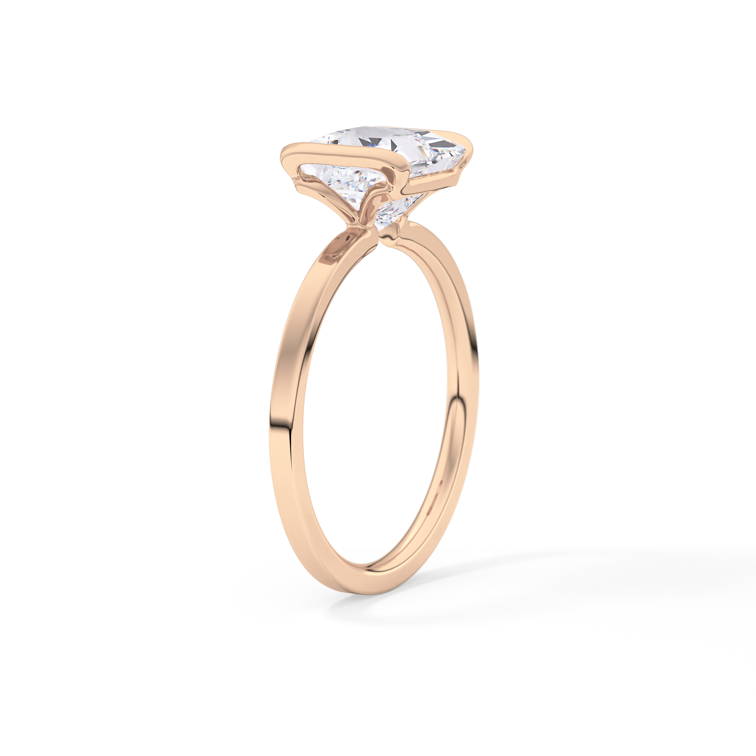 Princess Half Bezel Lab Grown Diamond Engagement Ring