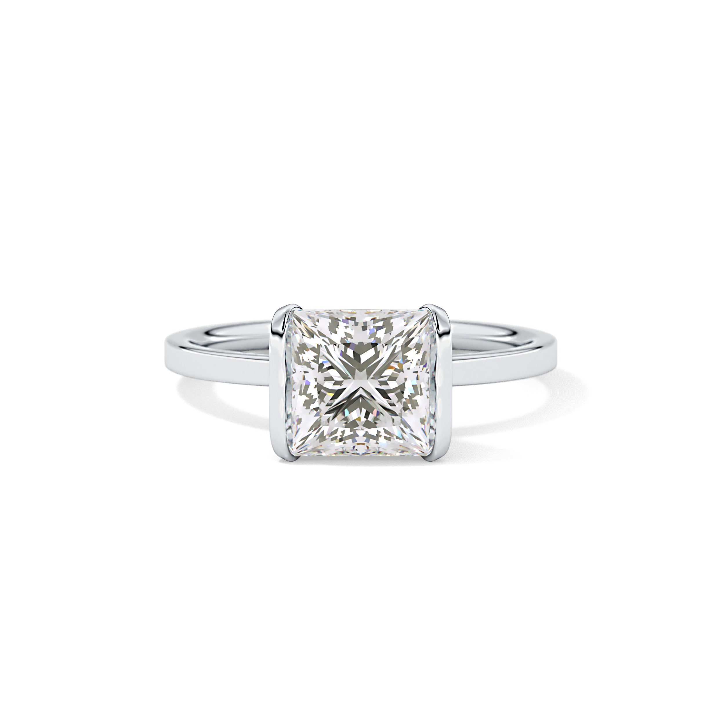 Princess Half Bezel Lab Grown Diamond Engagement Ring