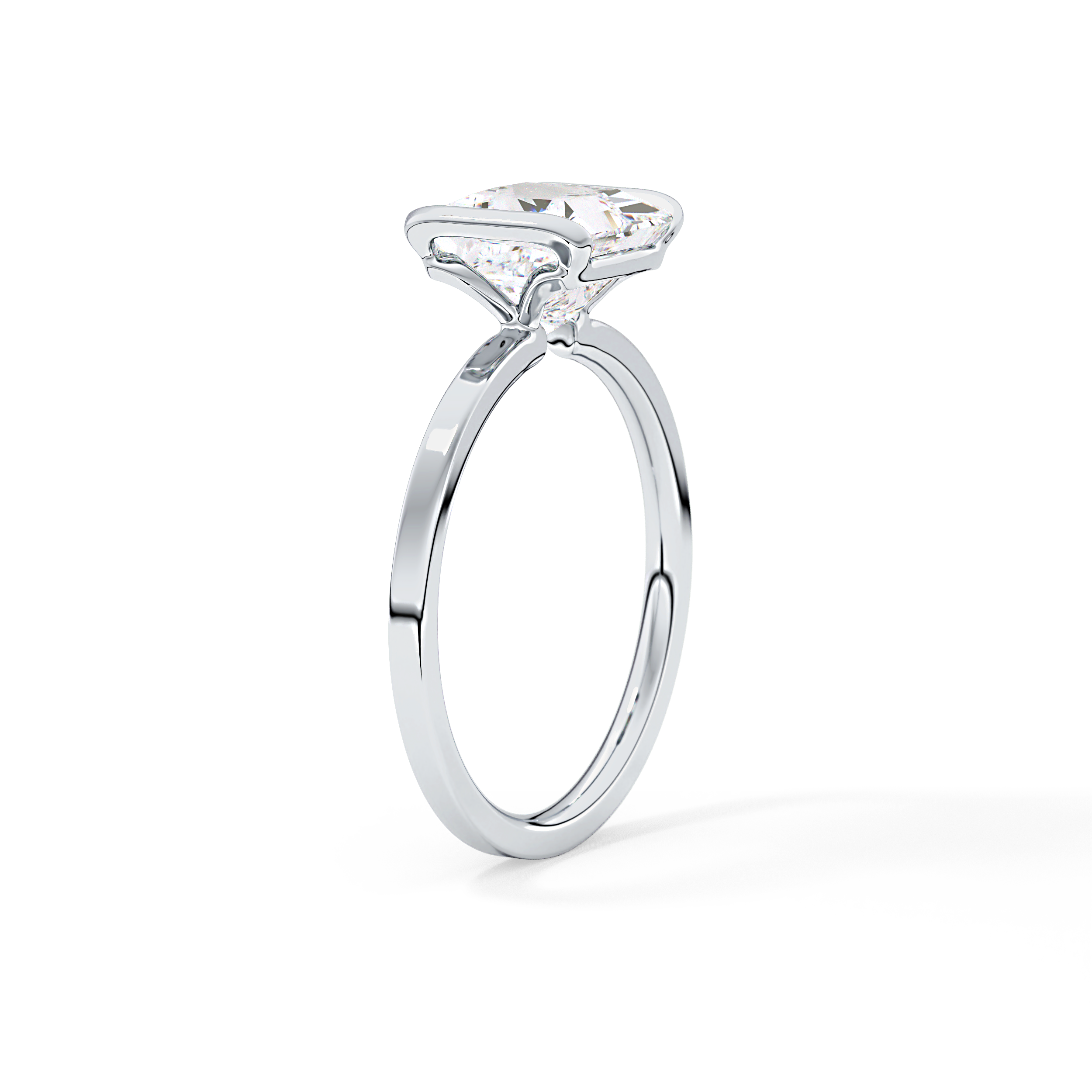 Princess Half Bezel Lab Grown Diamond Engagement Ring