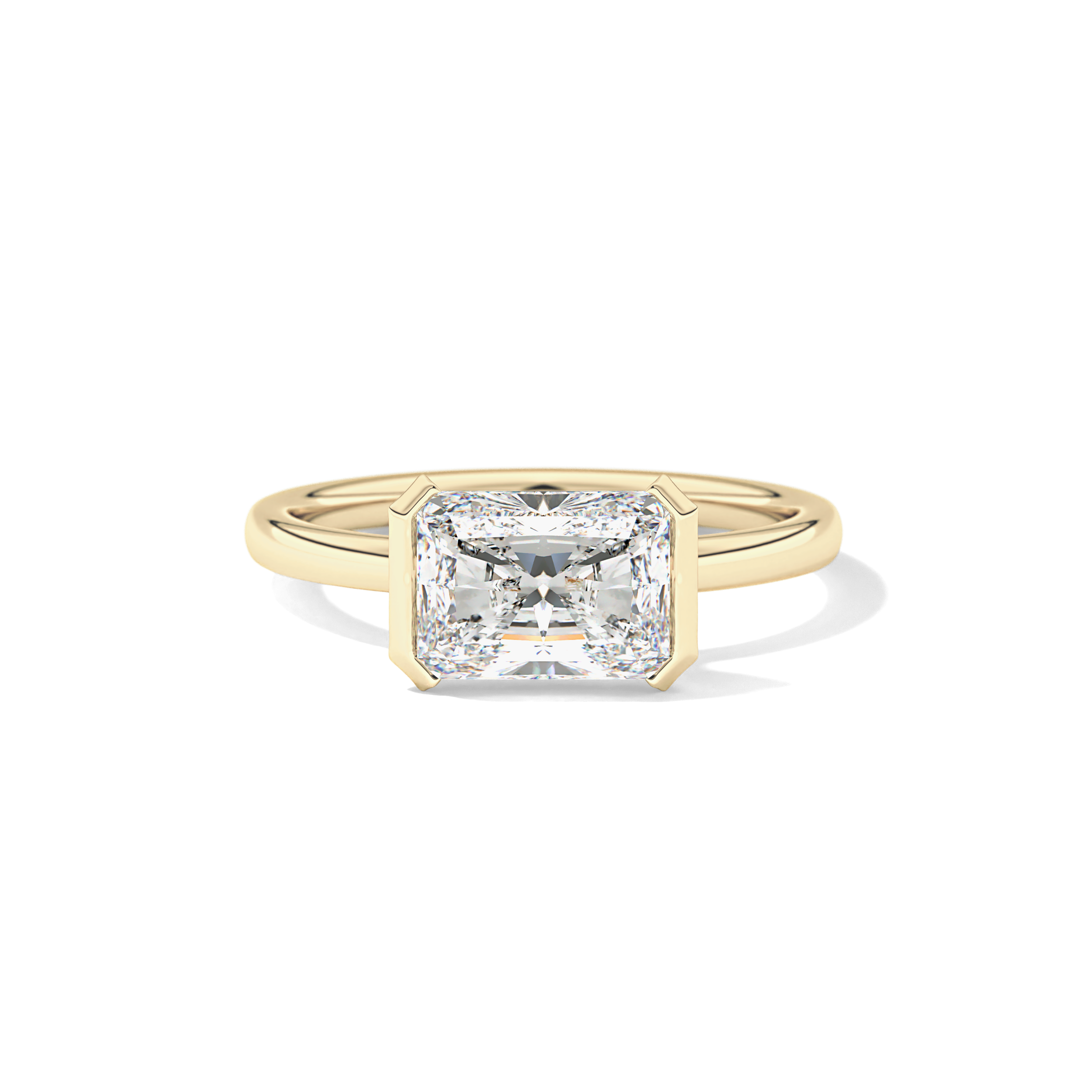 East West Radiant Half Bezel Lab Grown Diamond Engagement Ring