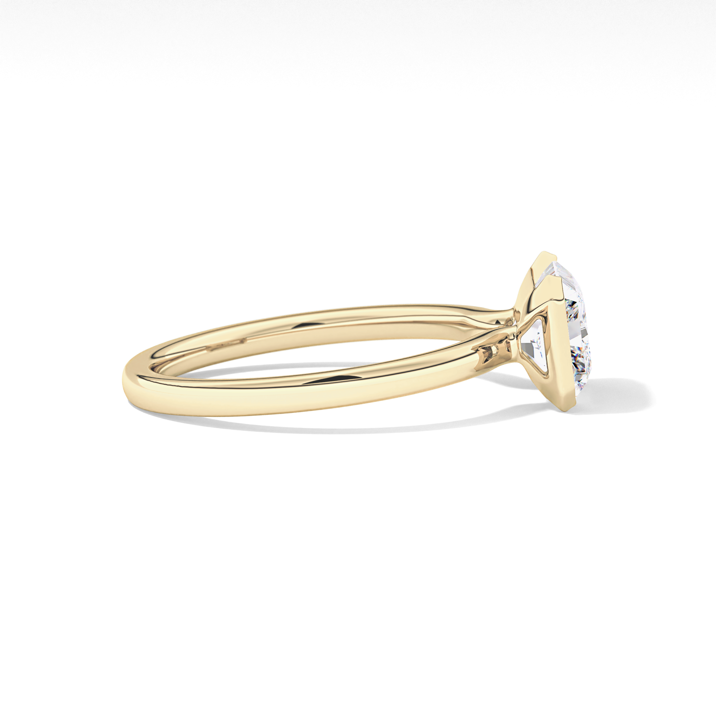 East West Radiant Half Bezel Lab Grown Diamond Engagement Ring