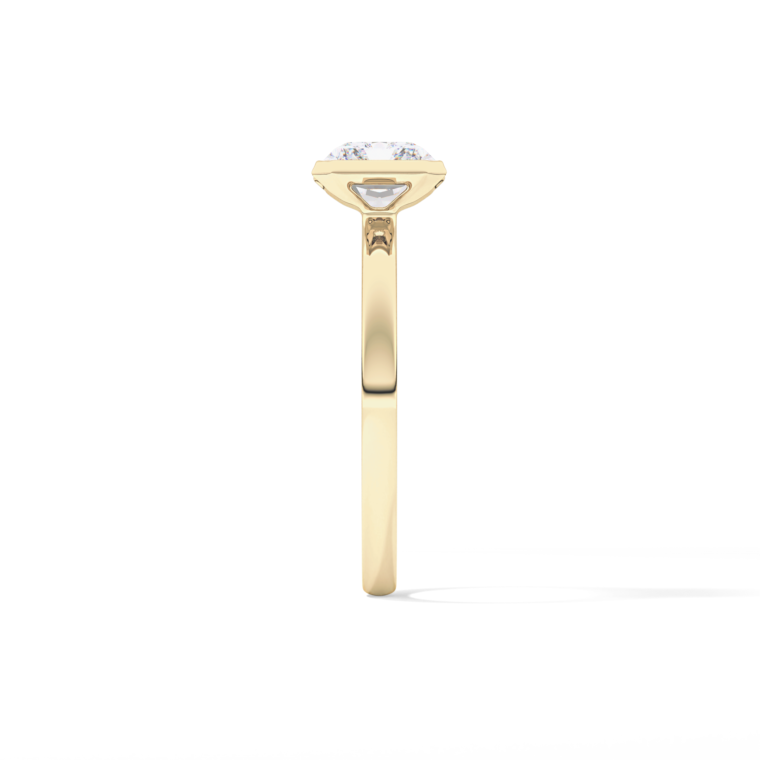 East West Radiant Half Bezel Lab Grown Diamond Engagement Ring
