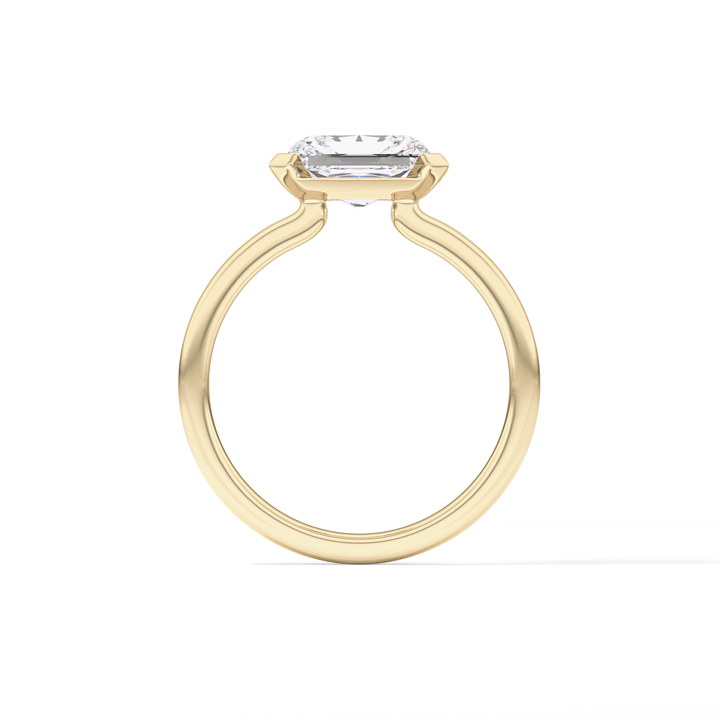 East West Radiant Half Bezel Lab Grown Diamond Engagement Ring