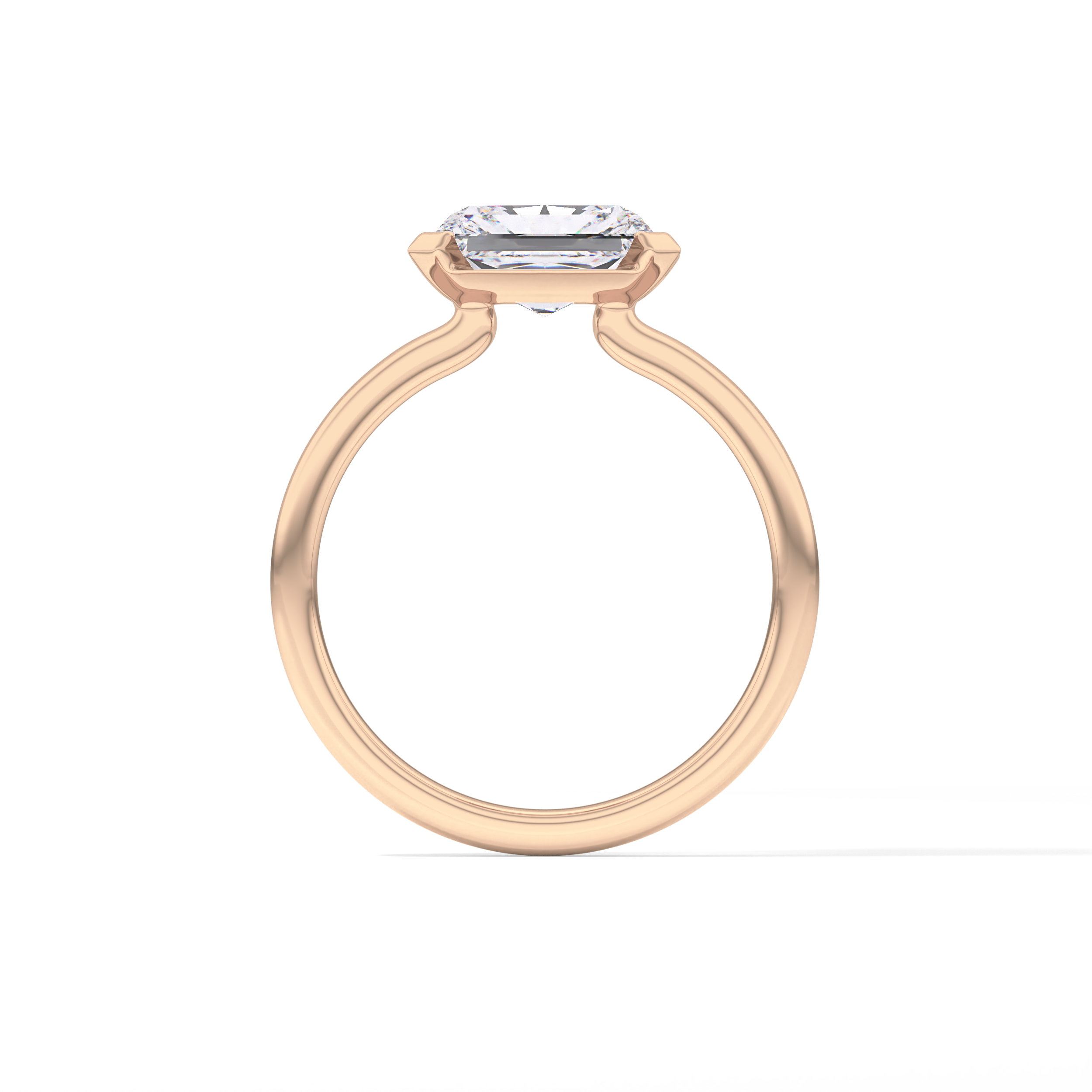East West Radiant Half Bezel Lab Grown Diamond Engagement Ring