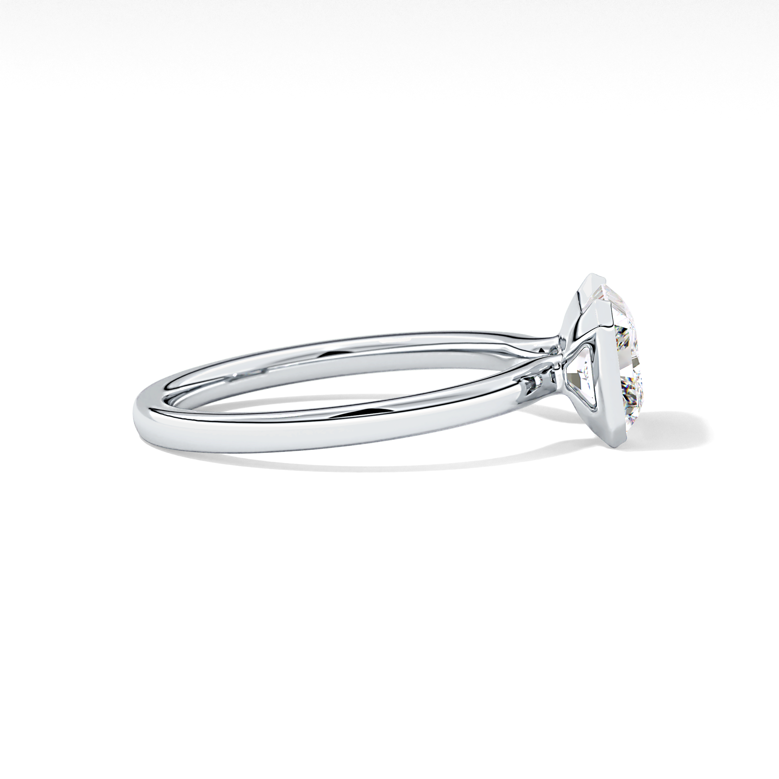 East West Radiant Half Bezel Lab Grown Diamond Engagement Ring