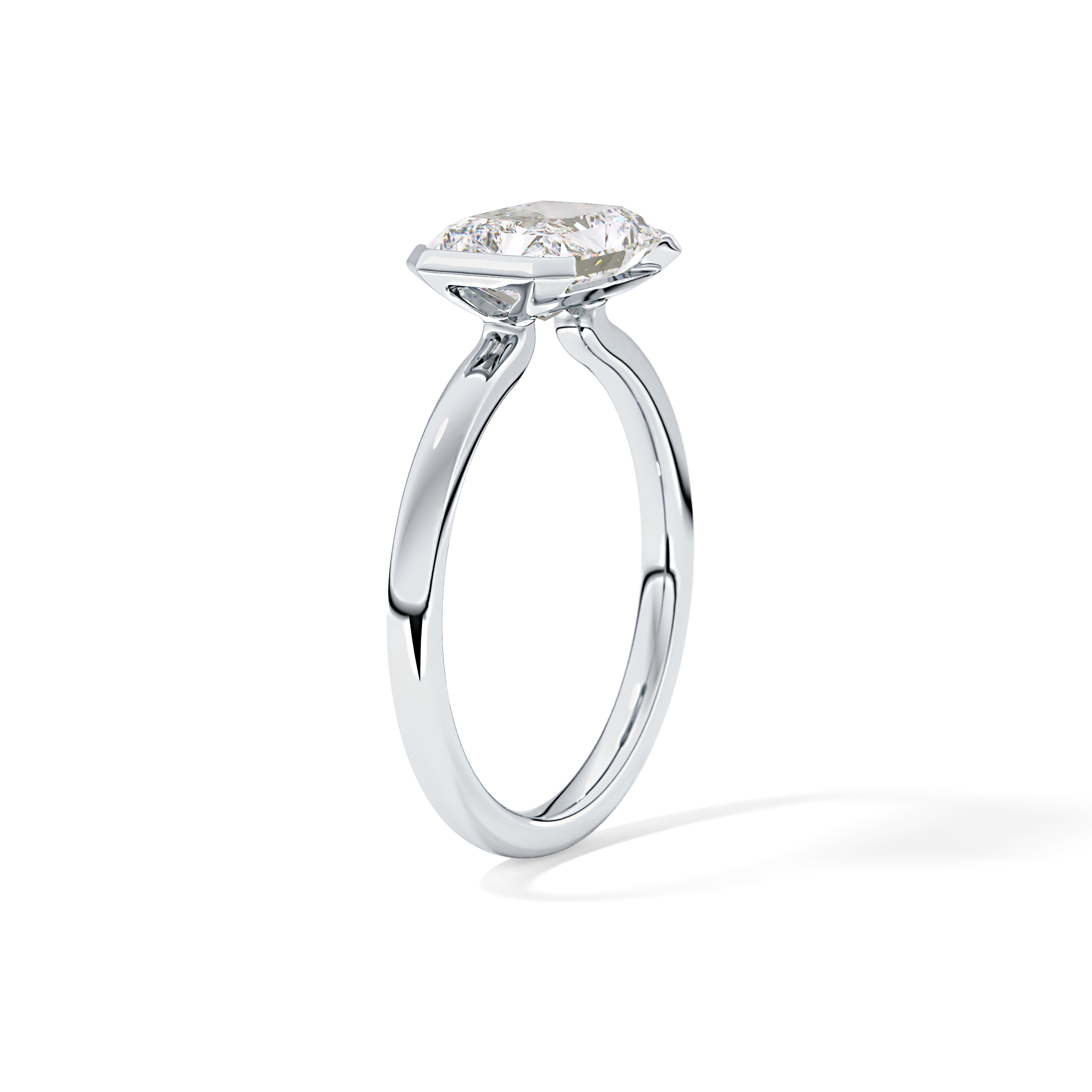 East West Radiant Half Bezel Lab Grown Diamond Engagement Ring