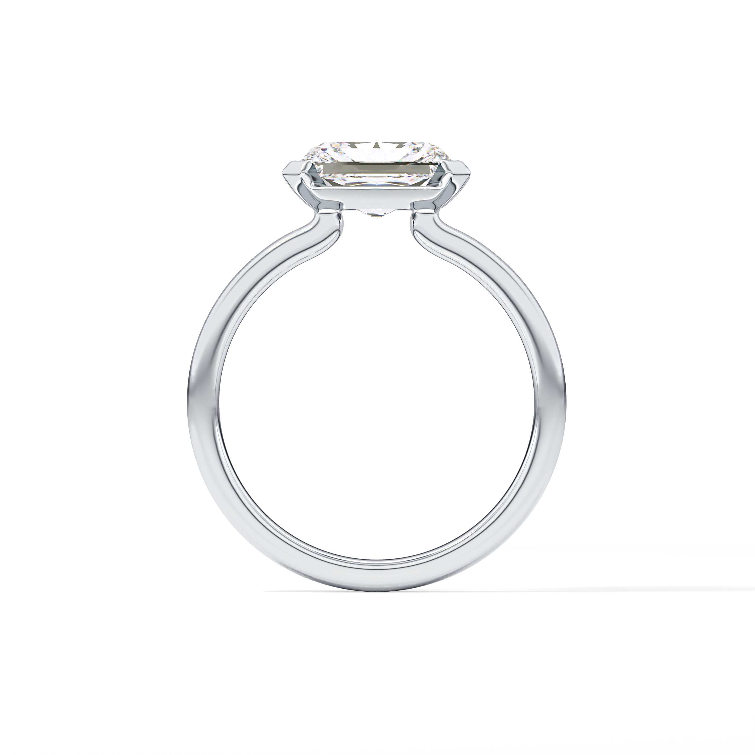 East West Radiant Half Bezel Lab Grown Diamond Engagement Ring
