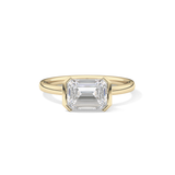 East West Emerald Half Bezel Lab Grown Diamond Engagement Ring