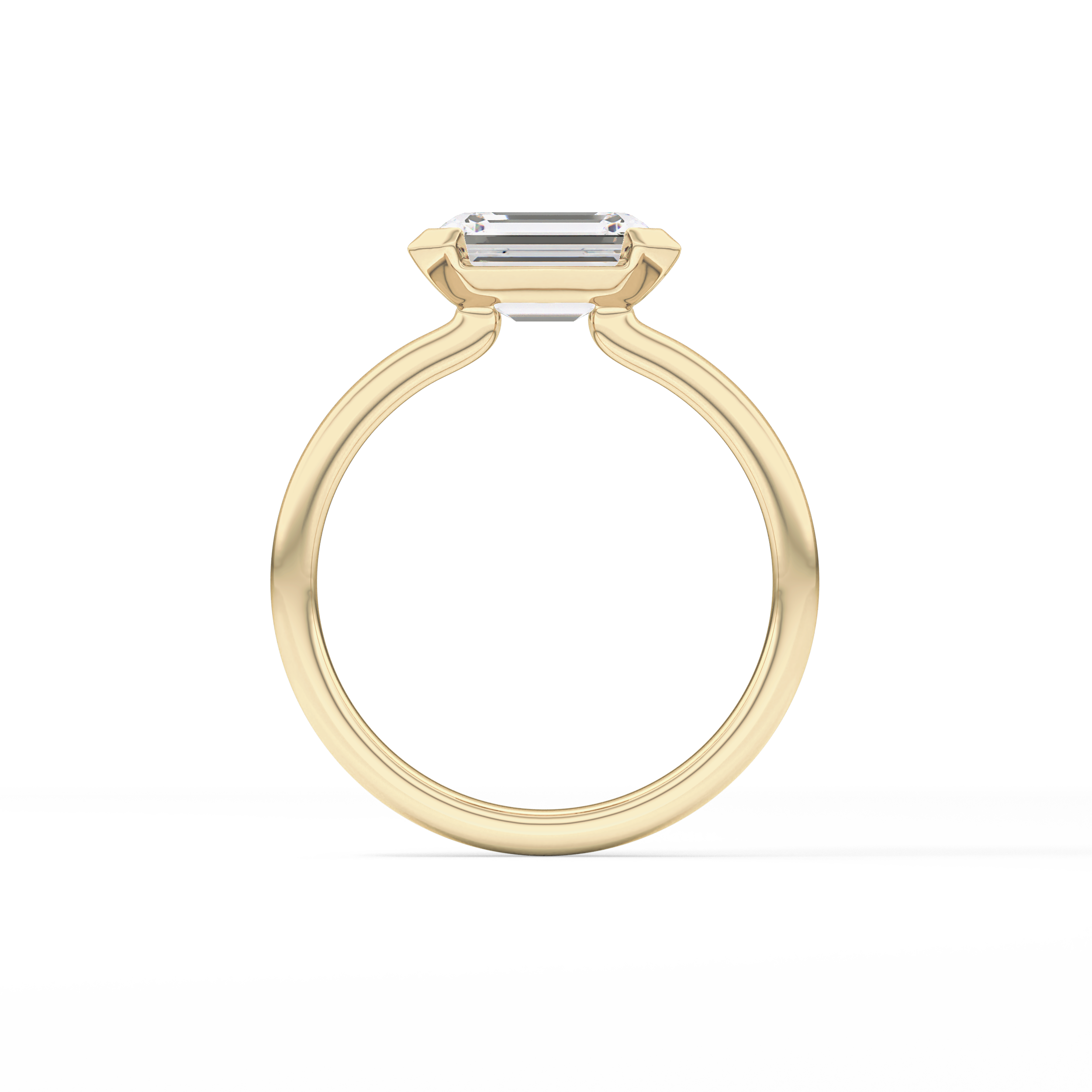 East West Emerald Half Bezel Lab Grown Diamond Engagement Ring