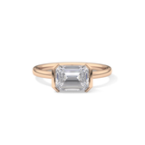 East West Emerald Half Bezel Lab Grown Diamond Engagement Ring