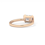 East West Emerald Half Bezel Lab Grown Diamond Engagement Ring