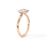 East West Emerald Half Bezel Lab Grown Diamond Engagement Ring