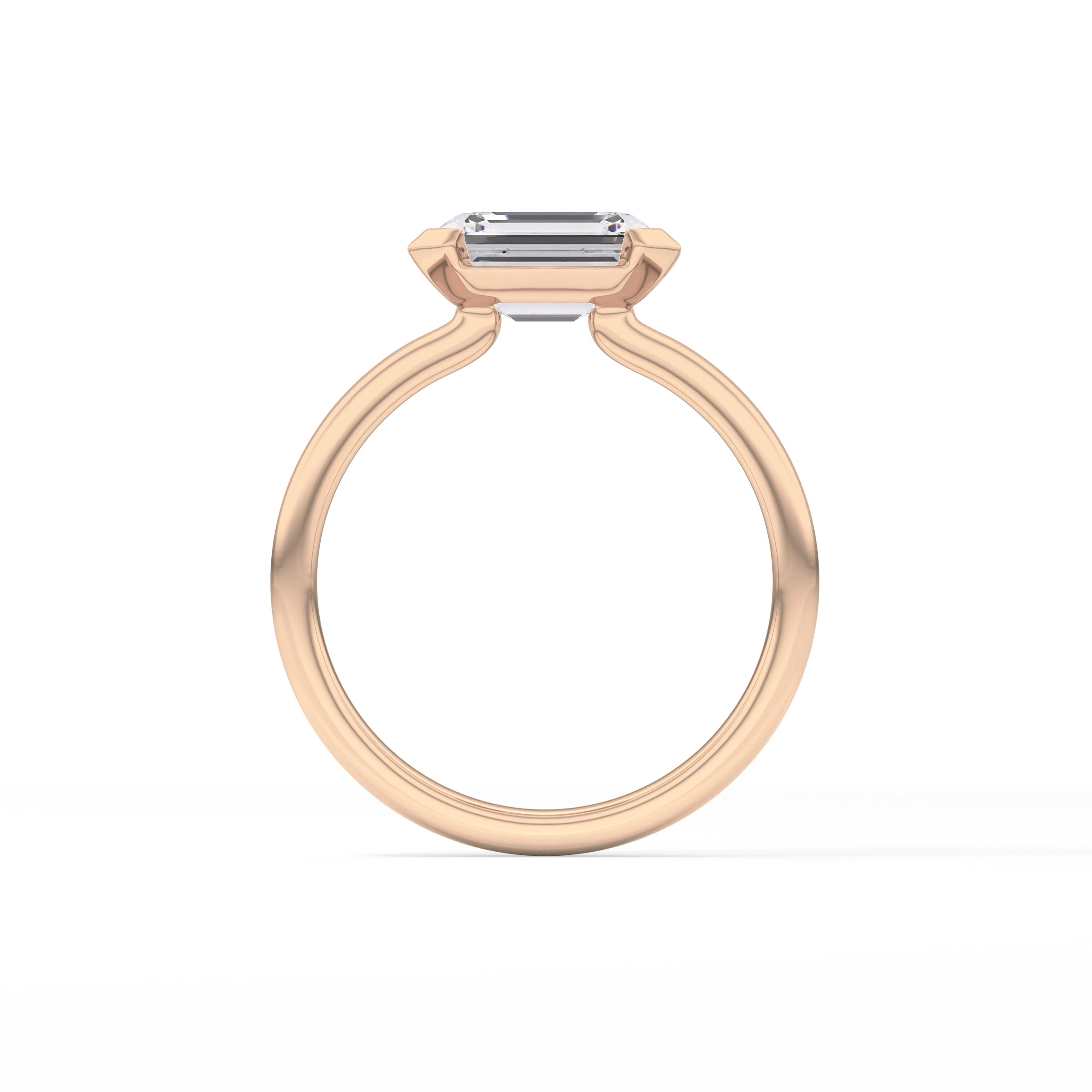 East West Emerald Half Bezel Lab Grown Diamond Engagement Ring
