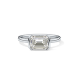 East West Emerald Half Bezel Lab Grown Diamond Engagement Ring