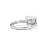 East West Emerald Half Bezel Lab Grown Diamond Engagement Ring